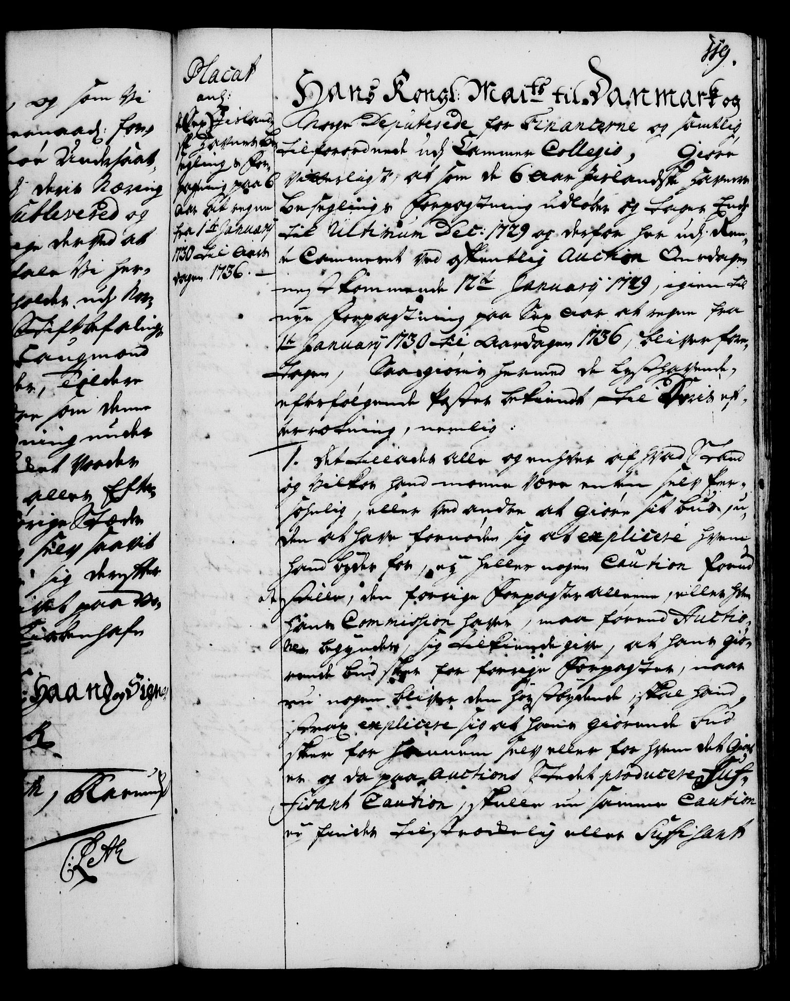 Rentekammeret, Kammerkanselliet, AV/RA-EA-3111/G/Gg/Gga/L0003: Norsk ekspedisjonsprotokoll med register (merket RK 53.3), 1727-1734, p. 119