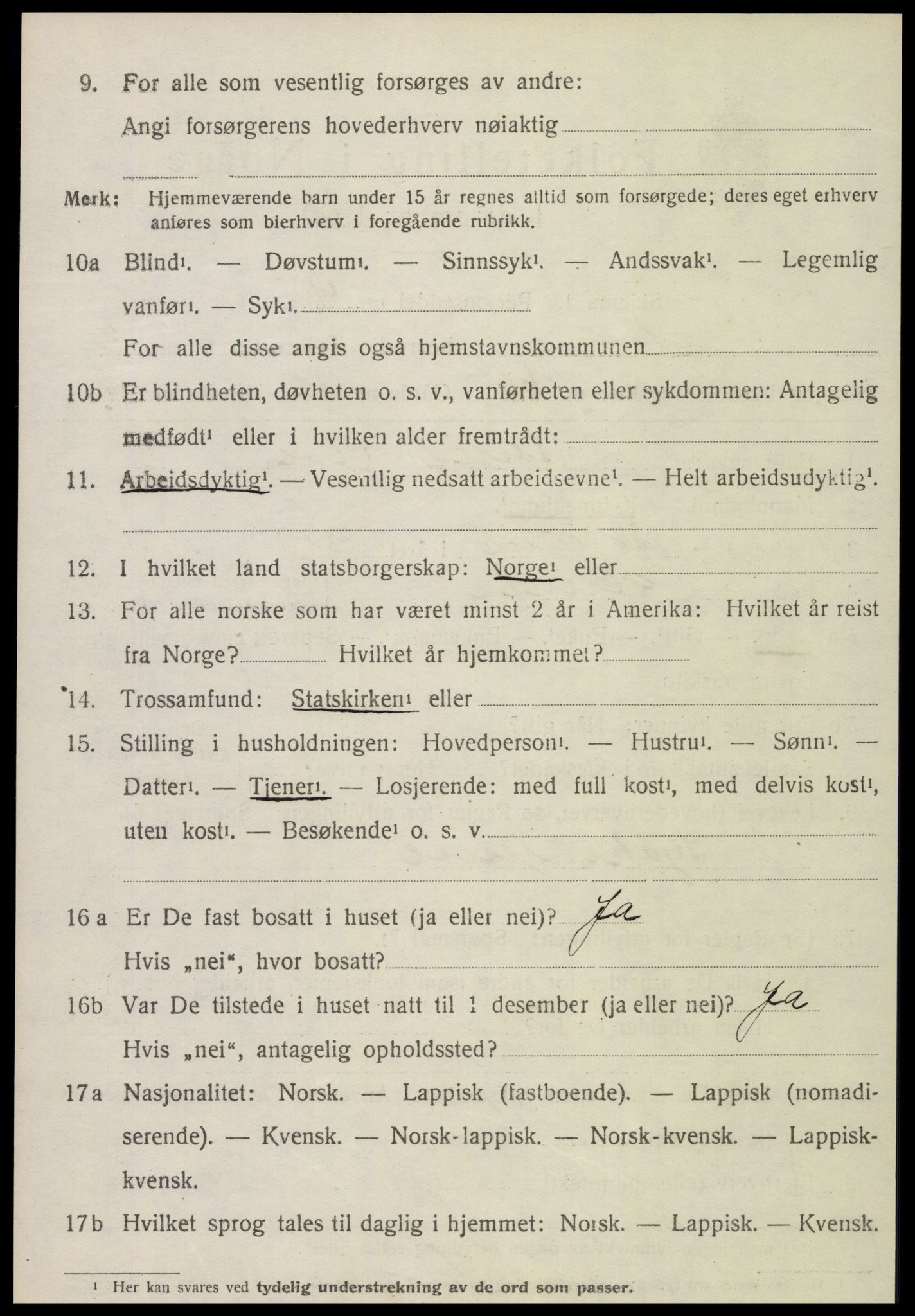 SAT, 1920 census for Skogn, 1920, p. 3664