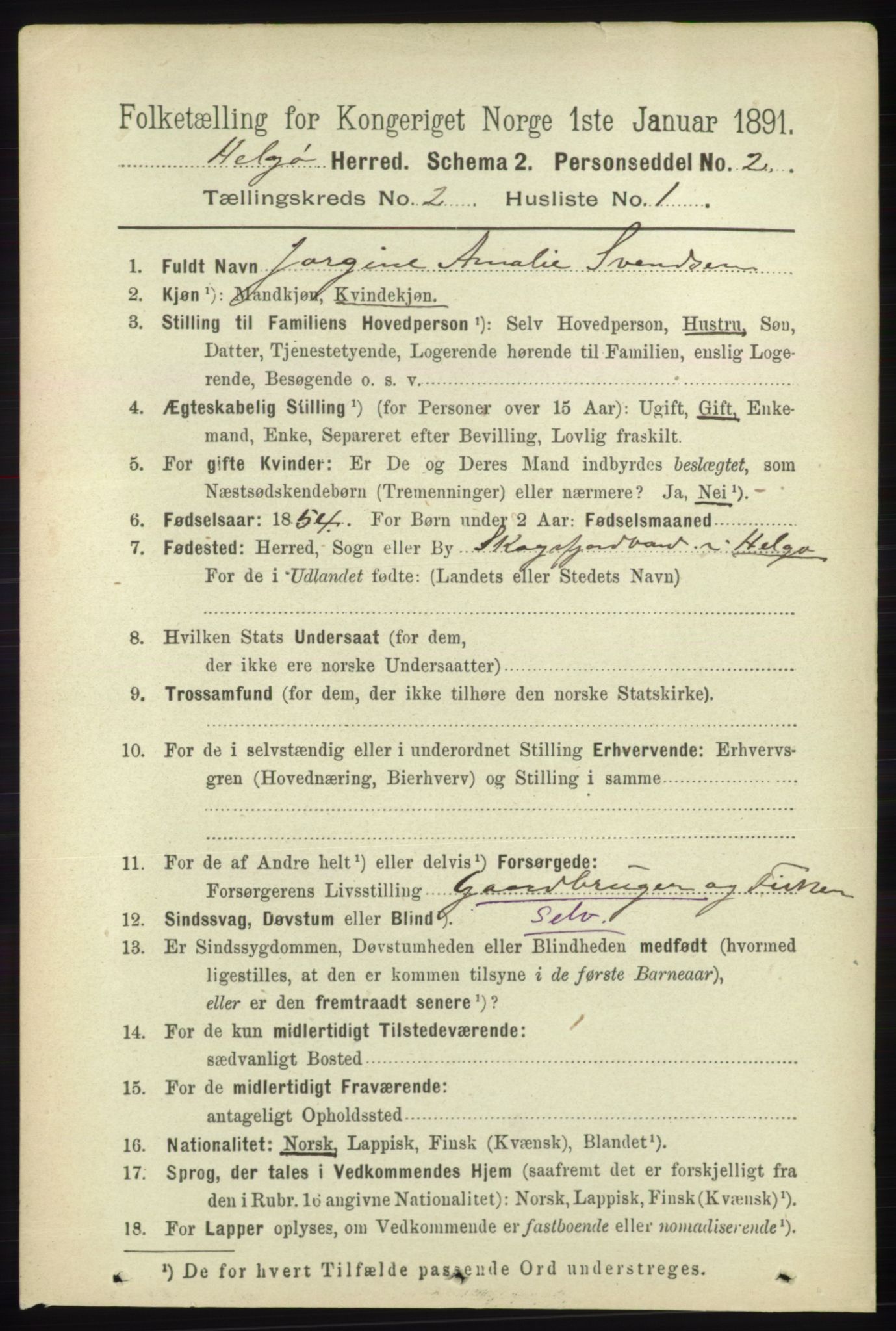 RA, 1891 census for 1935 Helgøy, 1891, p. 334