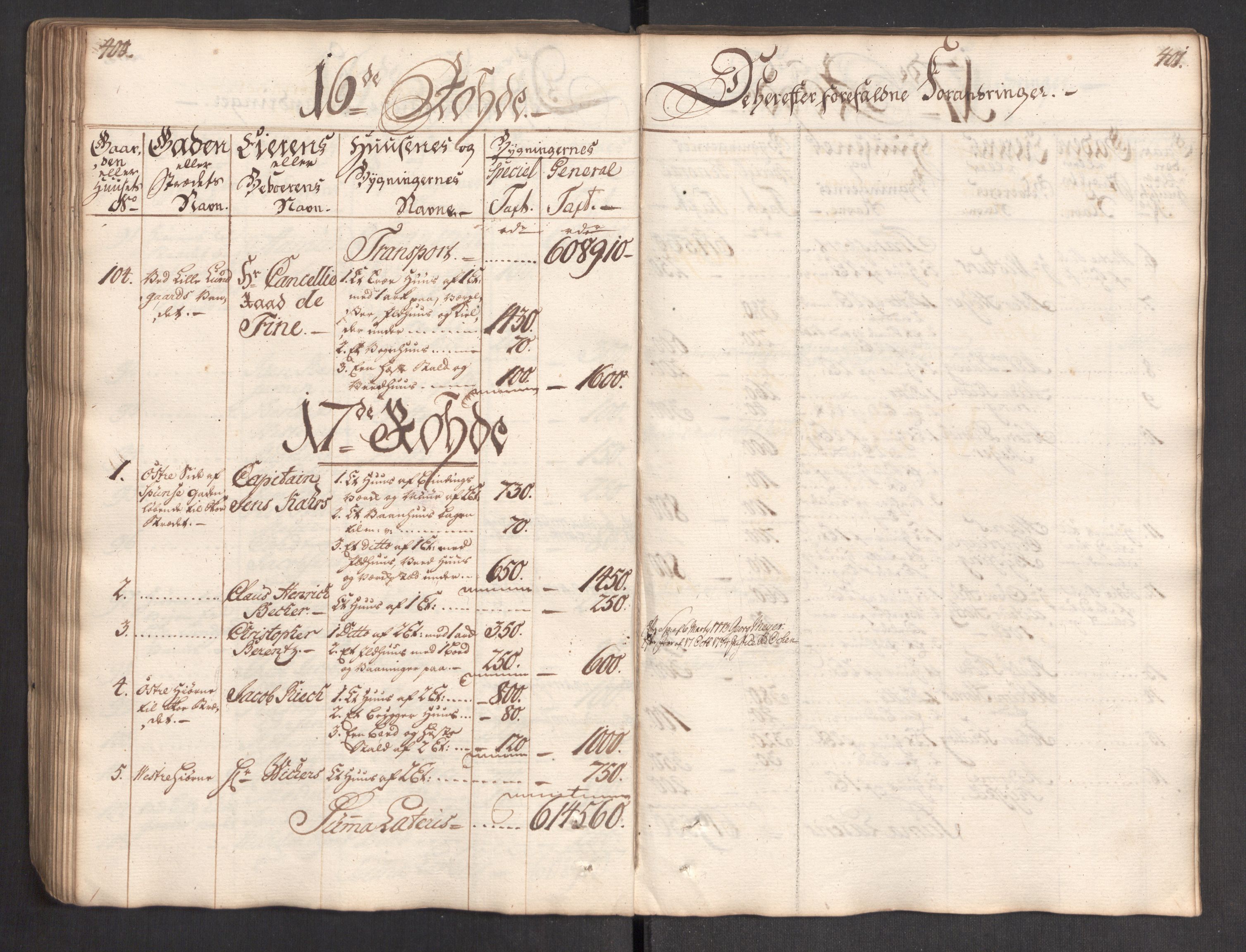 Kommersekollegiet, Brannforsikringskontoret 1767-1814, RA/EA-5458/F/Fa/L0004/0002: Bergen / Branntakstprotokoll, 1767, p. 400-401