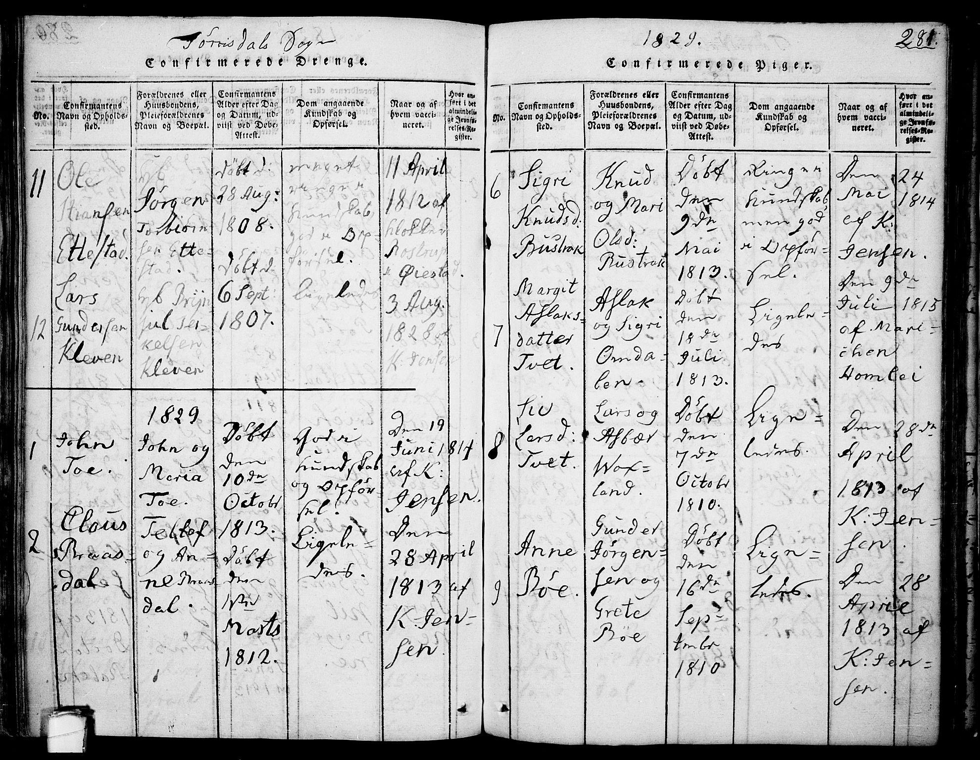 Drangedal kirkebøker, AV/SAKO-A-258/F/Fa/L0005: Parish register (official) no. 5 /2, 1814-1831, p. 281