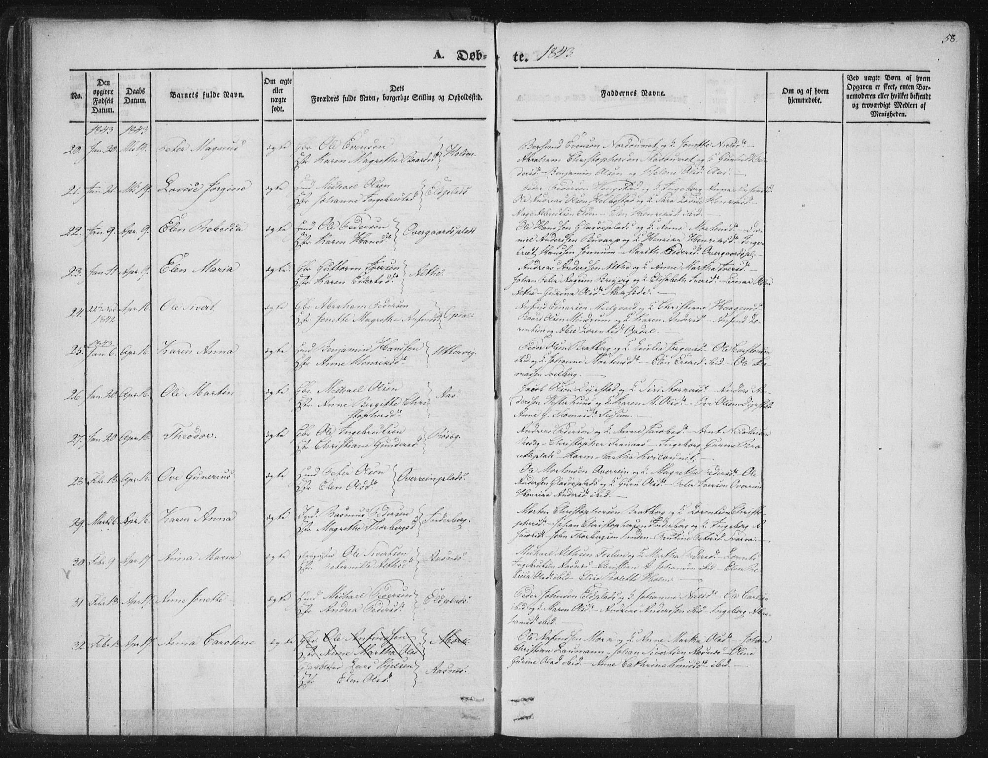 Ministerialprotokoller, klokkerbøker og fødselsregistre - Nord-Trøndelag, AV/SAT-A-1458/741/L0392: Parish register (official) no. 741A06, 1836-1848, p. 58