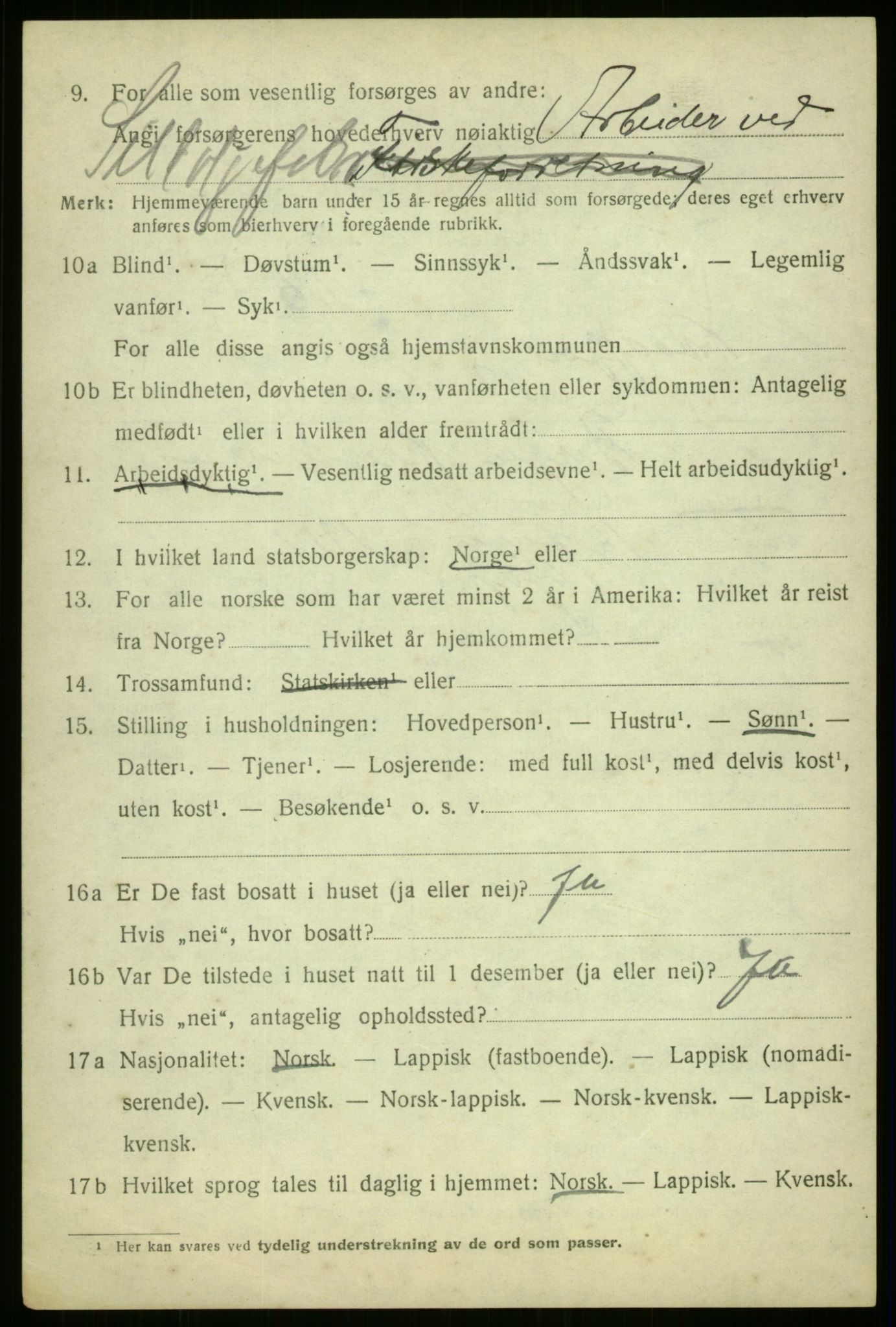 SATØ, 1920 census for Kvæfjord, 1920, p. 1406