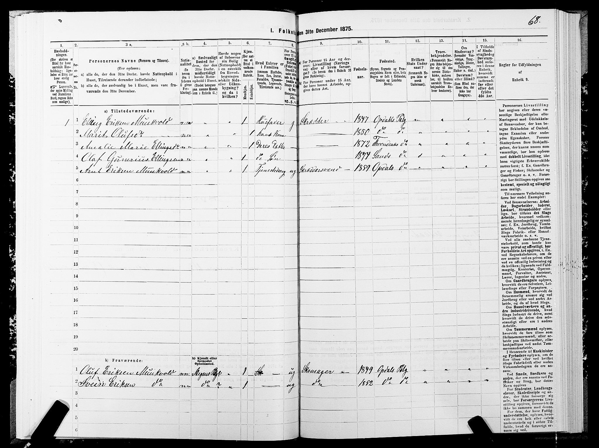 SATØ, 1875 census for 1915P Sand, 1875, p. 2068