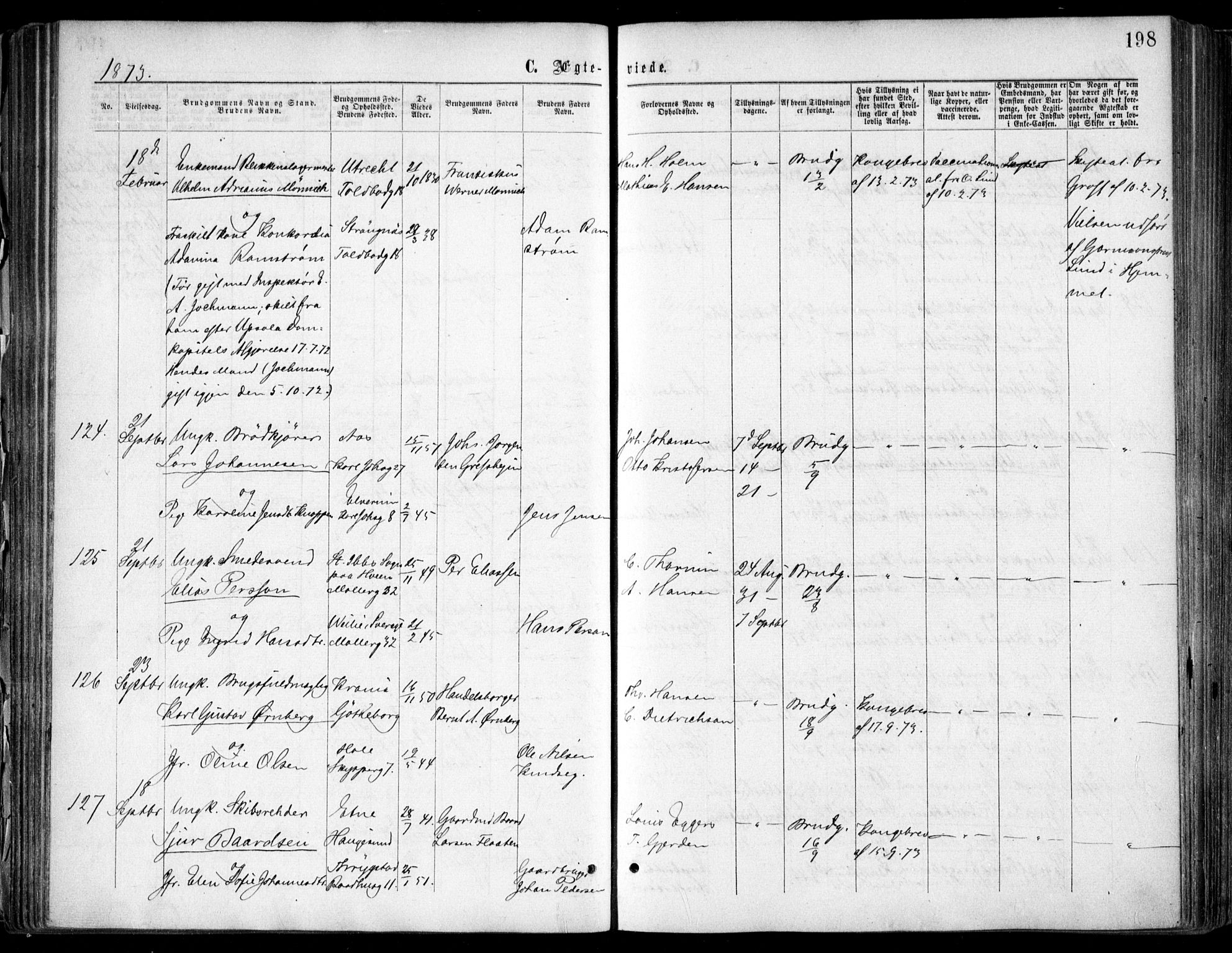 Oslo domkirke Kirkebøker, SAO/A-10752/F/Fa/L0021: Parish register (official) no. 21, 1865-1884, p. 198