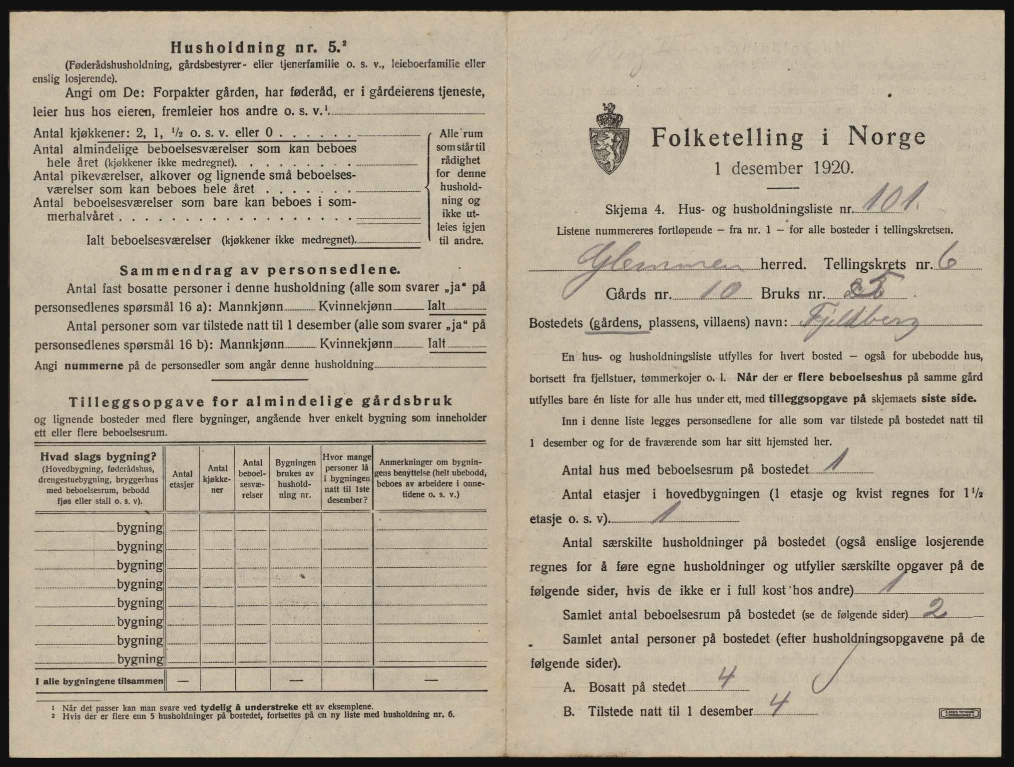 SAO, 1920 census for Glemmen, 1920, p. 2701