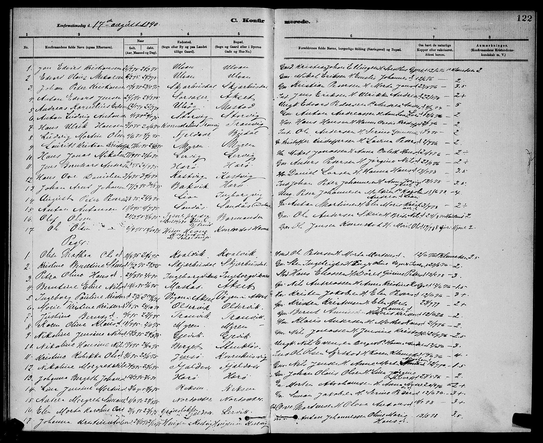 Ministerialprotokoller, klokkerbøker og fødselsregistre - Sør-Trøndelag, SAT/A-1456/637/L0562: Parish register (copy) no. 637C03, 1883-1898, p. 122
