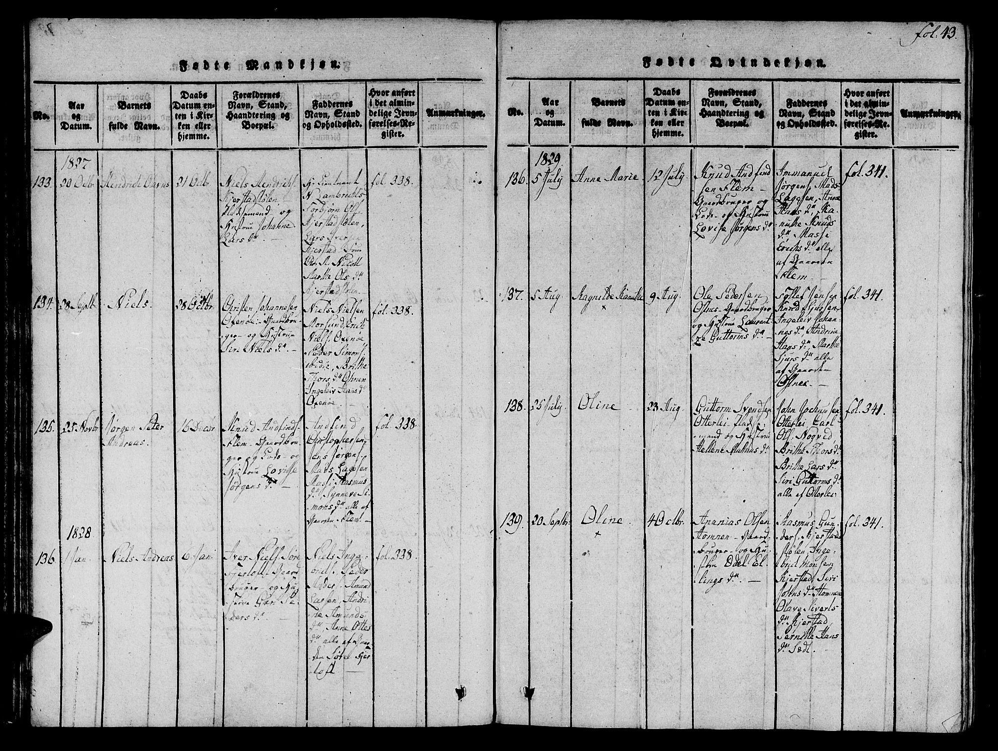 Ministerialprotokoller, klokkerbøker og fødselsregistre - Møre og Romsdal, AV/SAT-A-1454/536/L0495: Parish register (official) no. 536A04, 1818-1847, p. 43