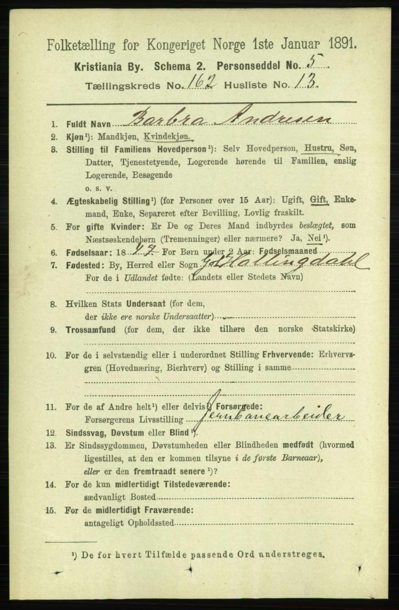 RA, 1891 census for 0301 Kristiania, 1891, p. 93264