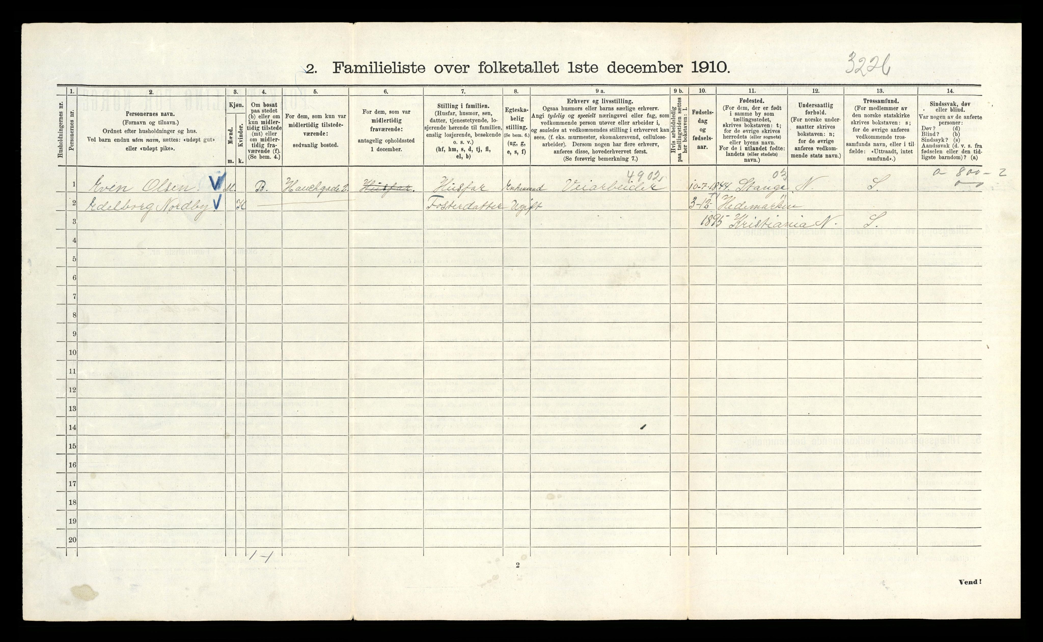 RA, 1910 census for Kristiania, 1910, p. 34156