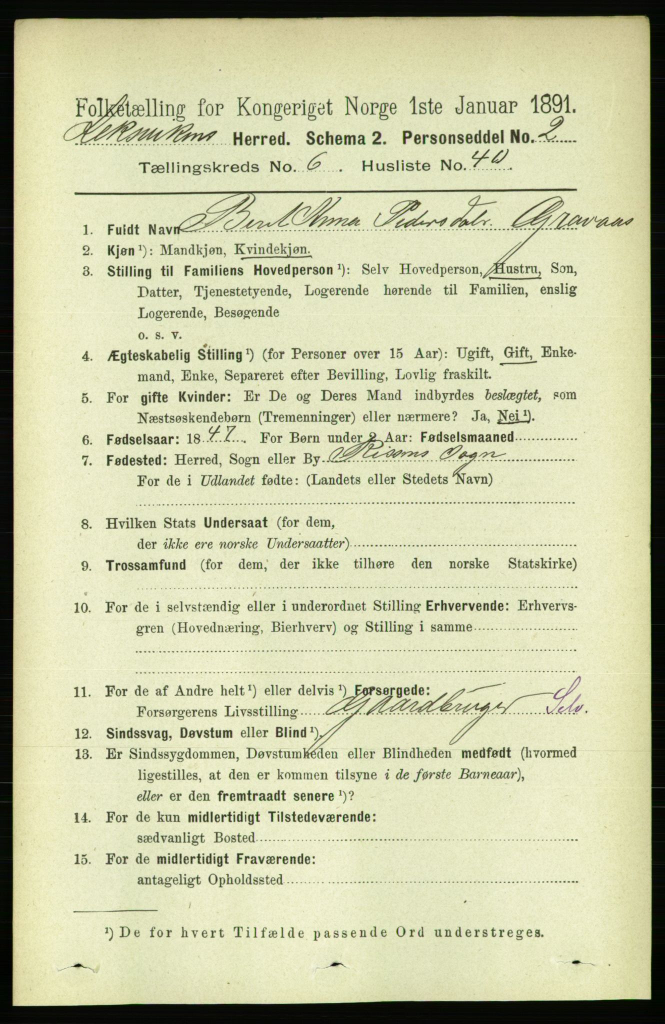 RA, 1891 census for 1718 Leksvik, 1891, p. 3471