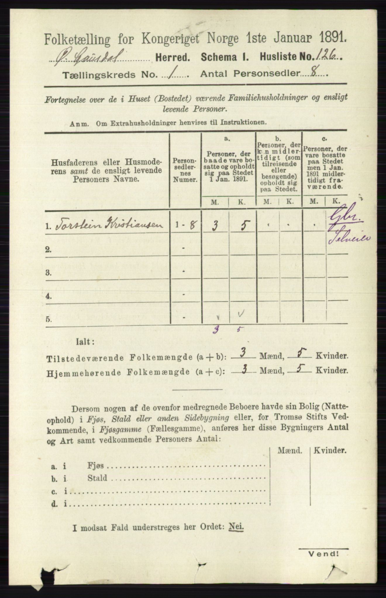 RA, 1891 census for 0522 Østre Gausdal, 1891, p. 154