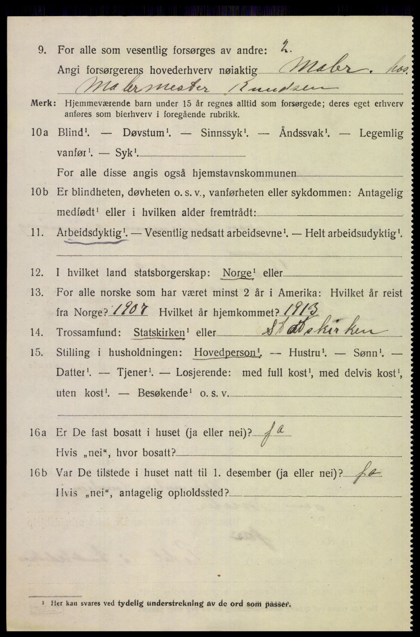 SAK, 1920 census for Oddernes, 1920, p. 11126