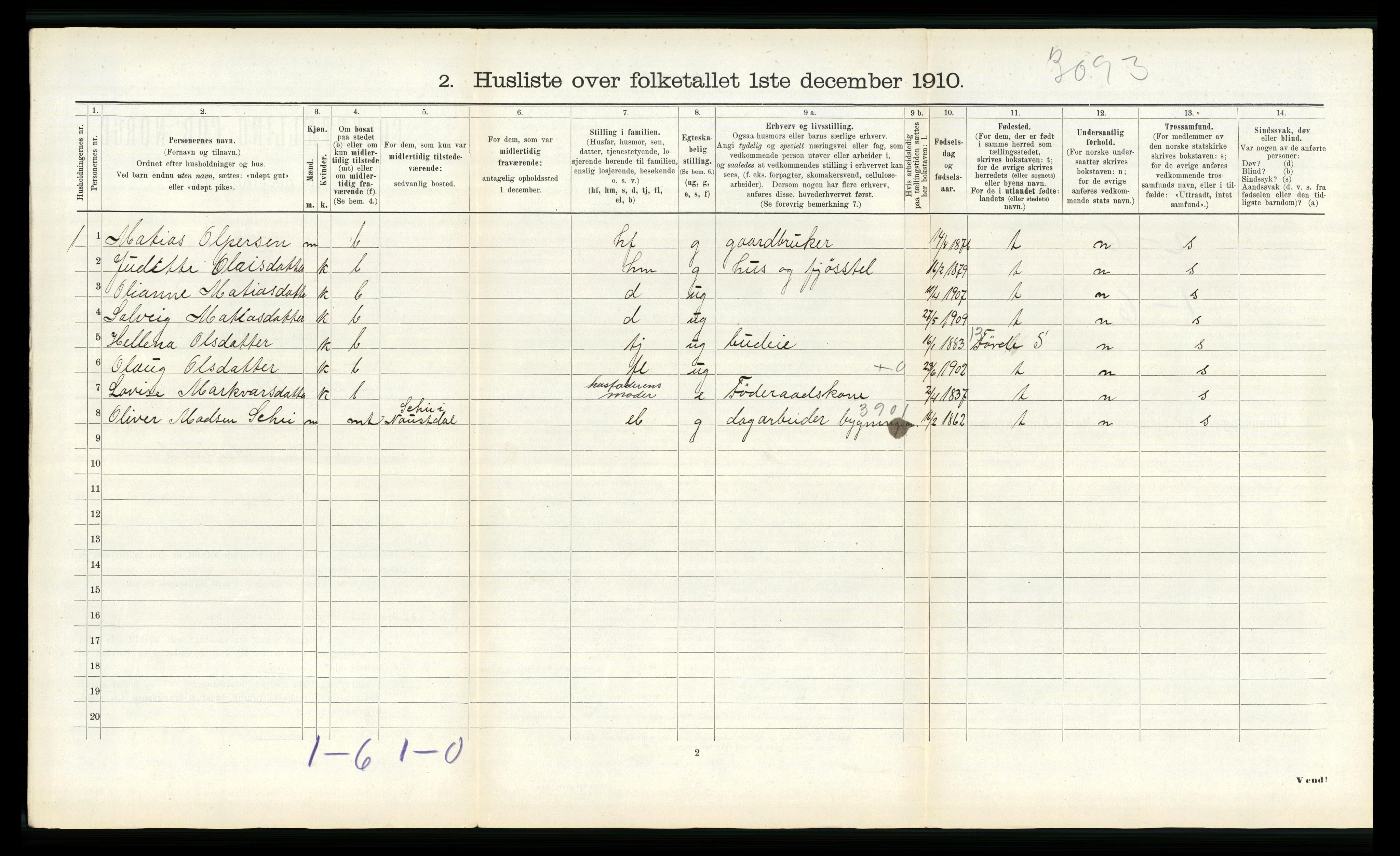 RA, 1910 census for Naustdal, 1910, p. 644