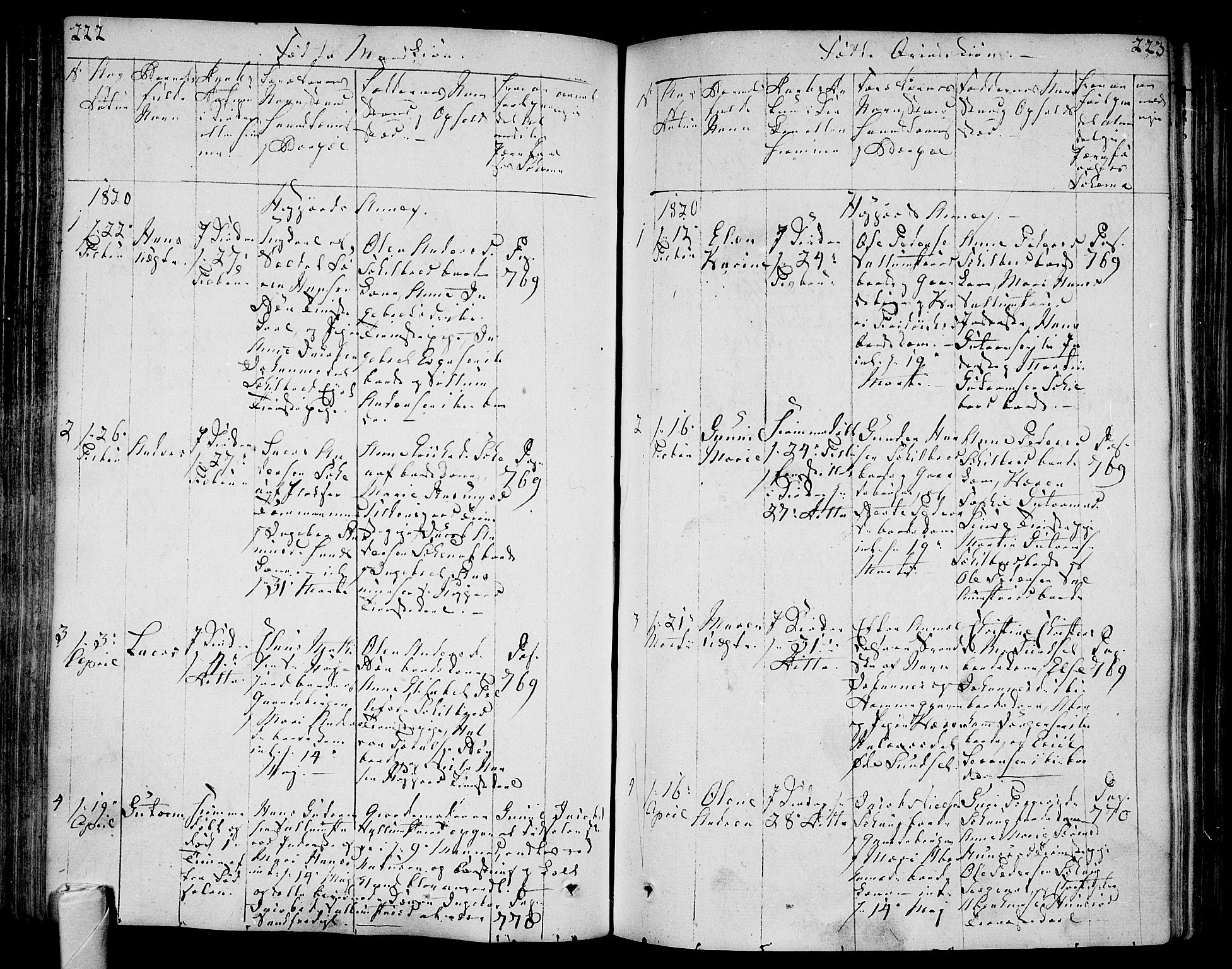 Andebu kirkebøker, AV/SAKO-A-336/F/Fa/L0003: Parish register (official) no. 3 /2, 1815-1828, p. 222-223