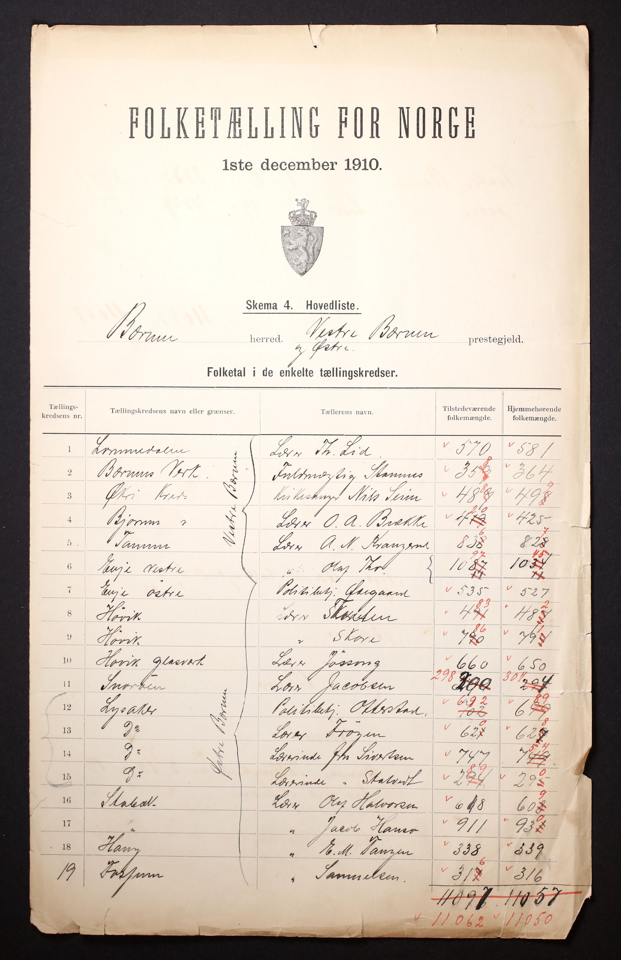 RA, 1910 census for Bærum, 1910, p. 2