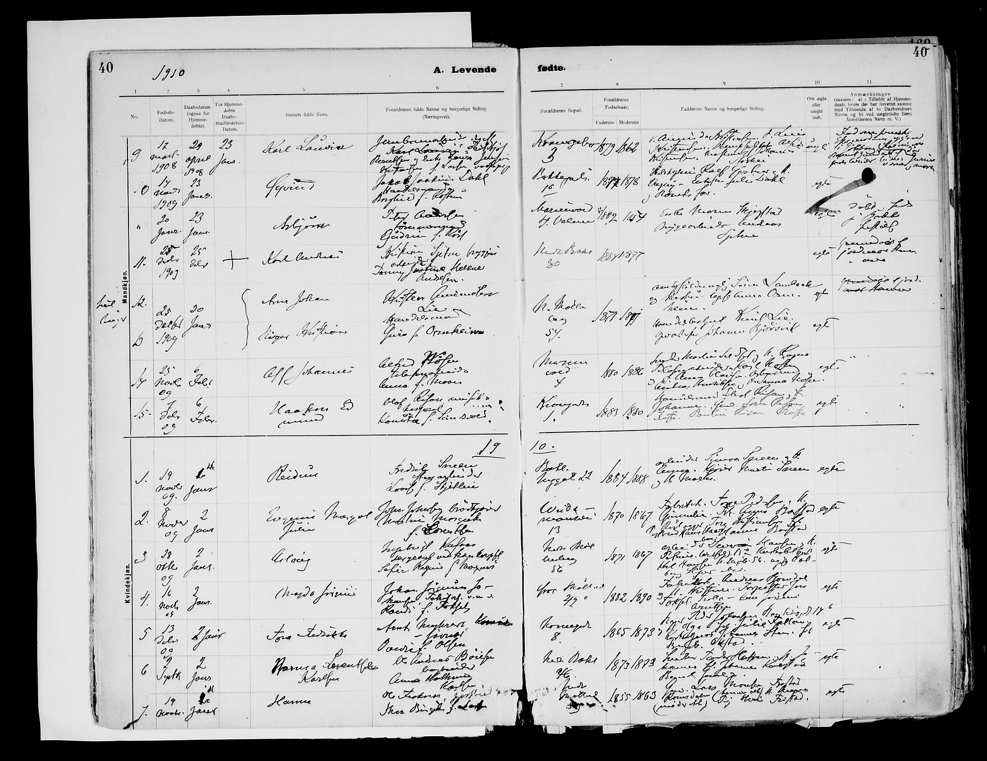Ministerialprotokoller, klokkerbøker og fødselsregistre - Sør-Trøndelag, SAT/A-1456/604/L0203: Parish register (official) no. 604A23, 1908-1916, p. 40