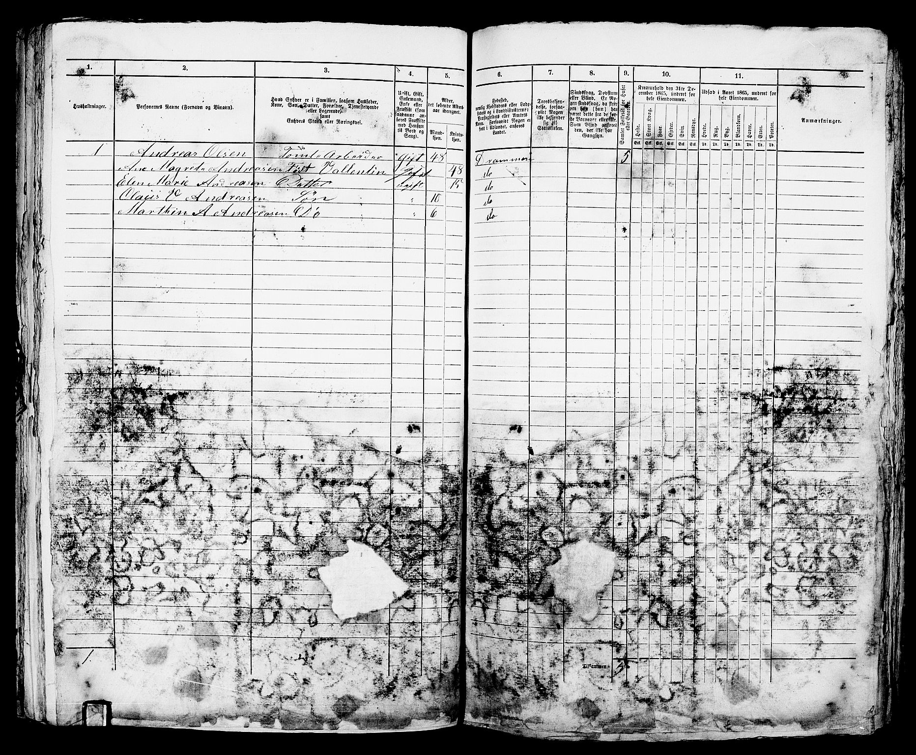 RA, 1865 census for Bragernes in Drammen, 1865, p. 972