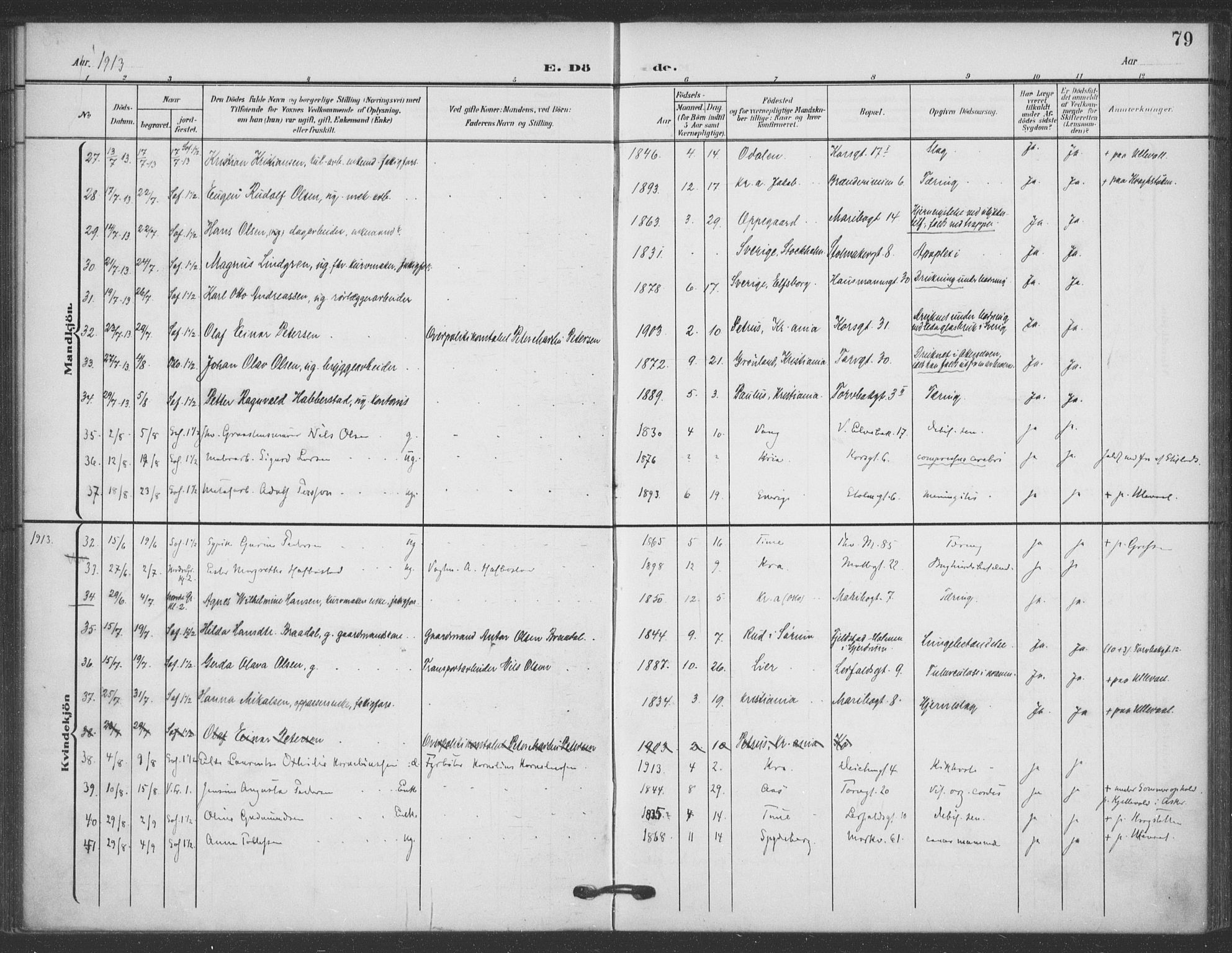 Jakob prestekontor Kirkebøker, AV/SAO-A-10850/F/Fa/L0011: Parish register (official) no. 11, 1906-1920, p. 79