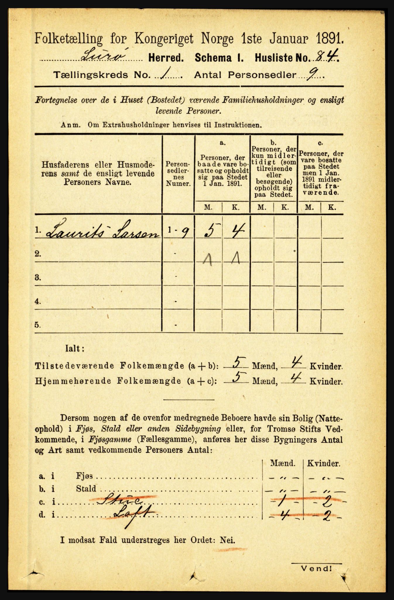 RA, 1891 census for 1834 Lurøy, 1891, p. 99