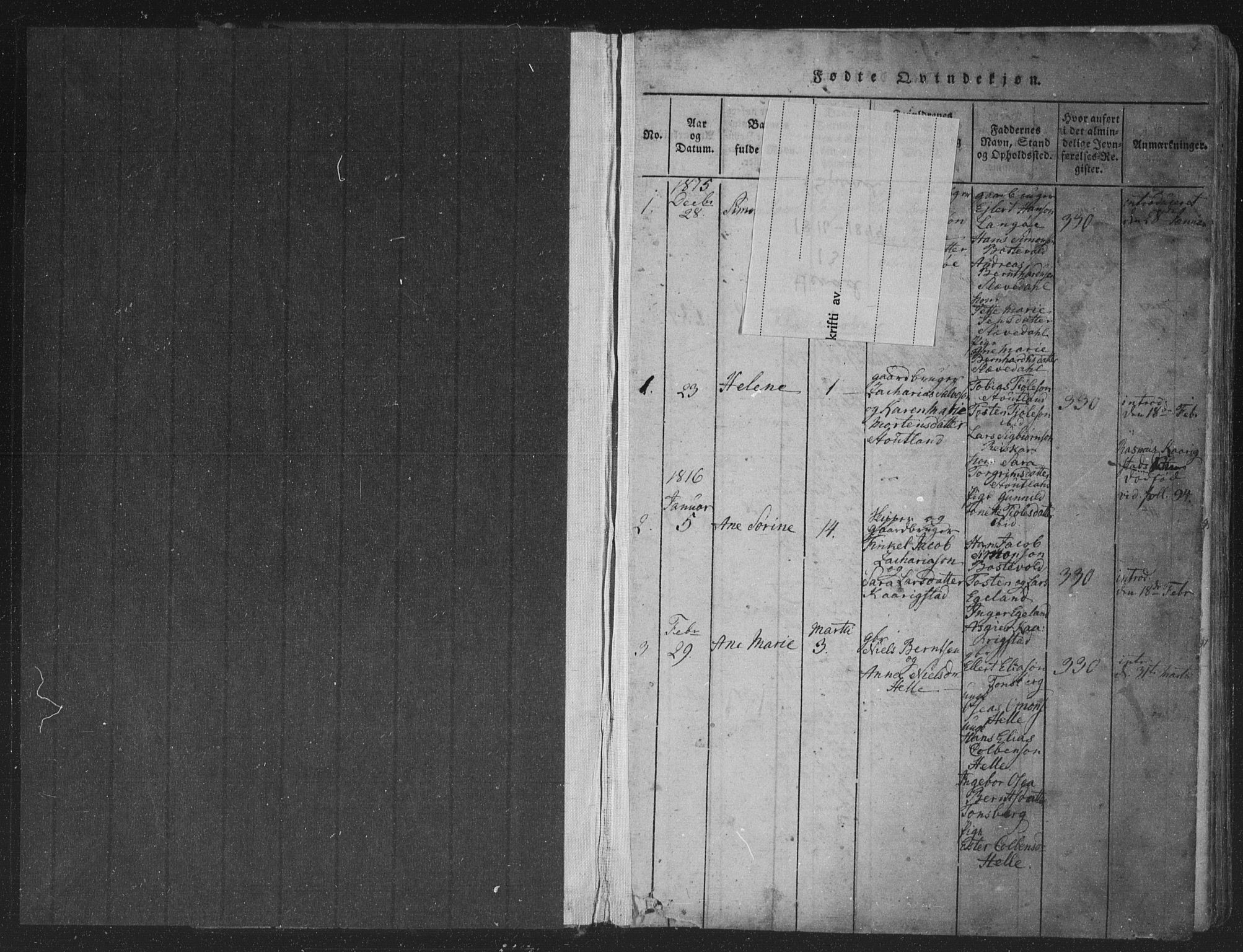 Herad sokneprestkontor, AV/SAK-1111-0018/F/Fa/Fab/L0002: Parish register (official) no. A 2, 1816-1844, p. 1