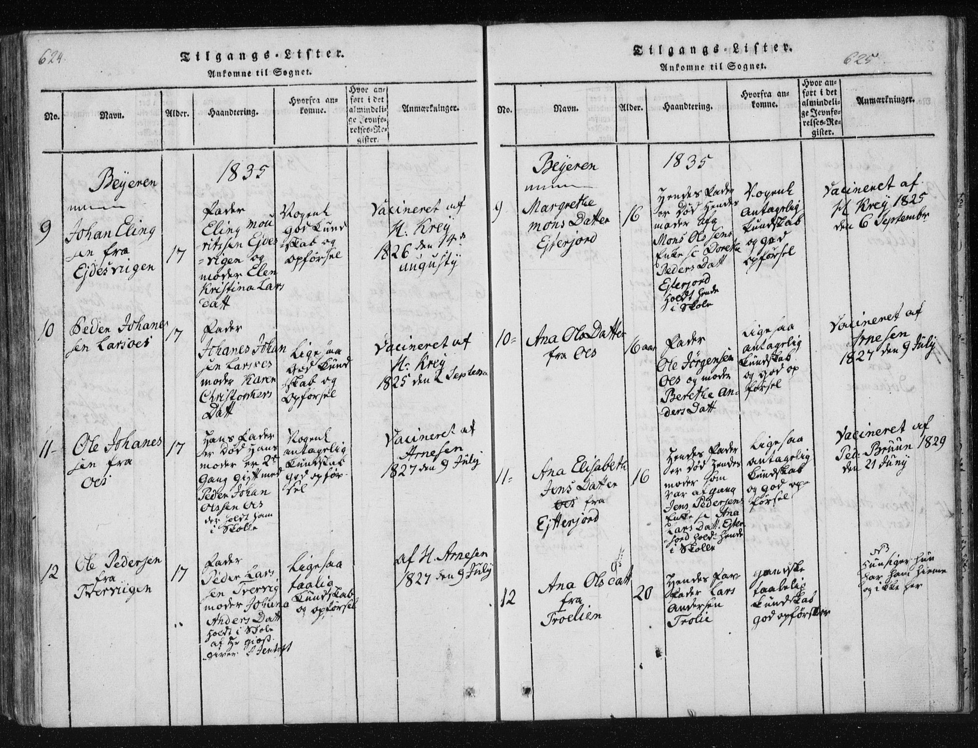 Ministerialprotokoller, klokkerbøker og fødselsregistre - Nordland, AV/SAT-A-1459/805/L0096: Parish register (official) no. 805A03, 1820-1837, p. 624-625