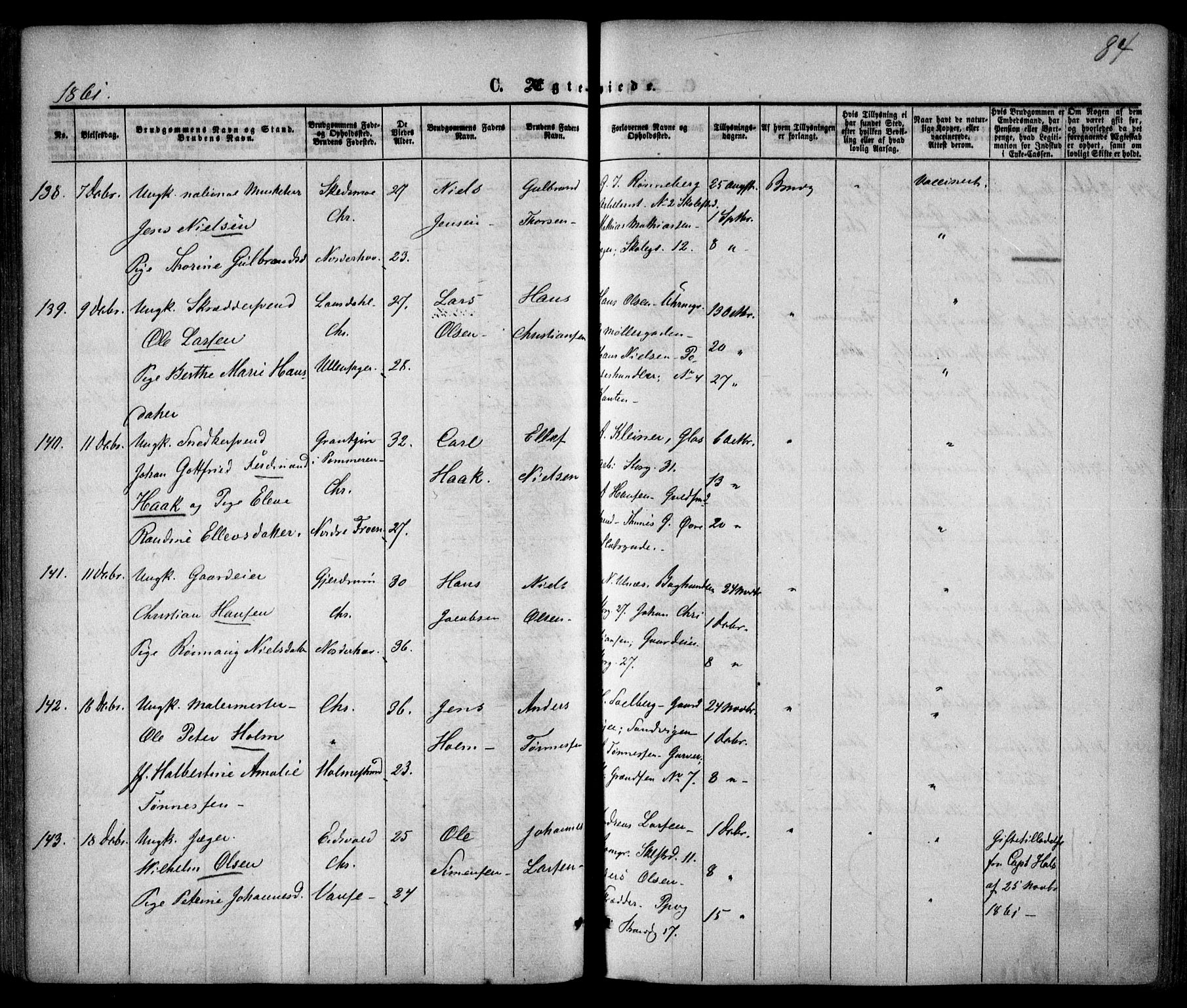 Trefoldighet prestekontor Kirkebøker, AV/SAO-A-10882/F/Fc/L0001: Parish register (official) no. III 1, 1858-1874, p. 84