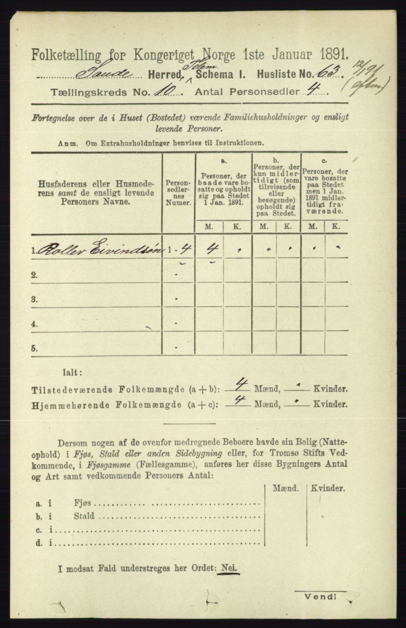 RA, 1891 census for 0822 Sauherad, 1891, p. 2997