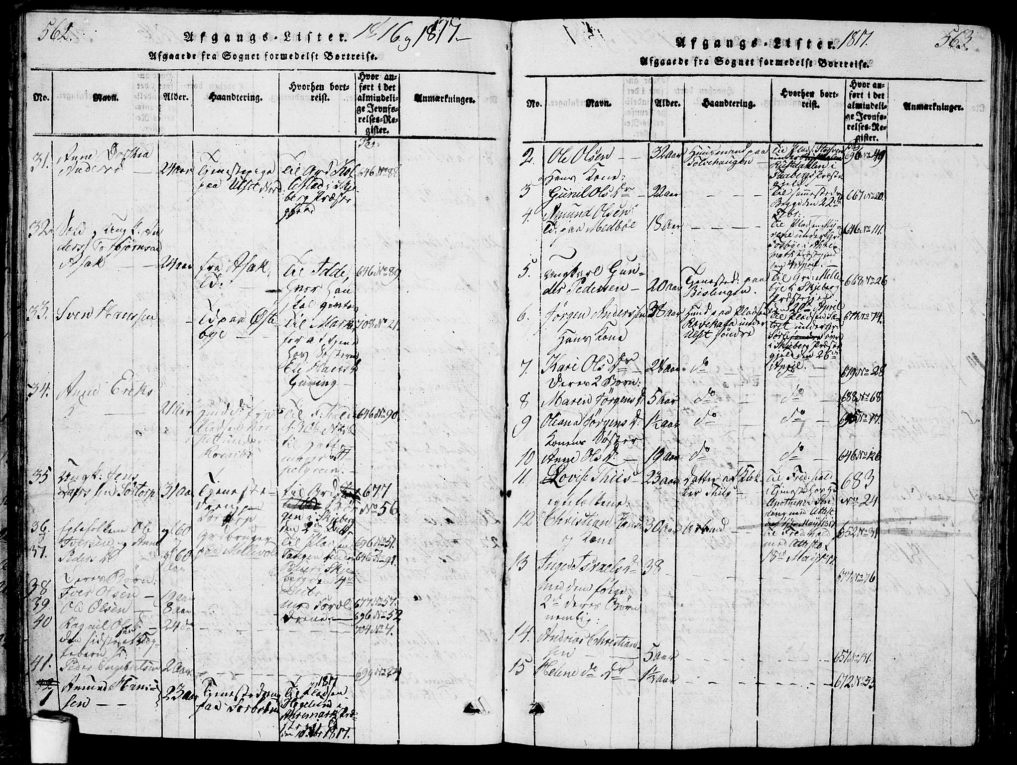 Berg prestekontor Kirkebøker, AV/SAO-A-10902/G/Ga/L0001: Parish register (copy) no. I 1, 1815-1832, p. 562-563