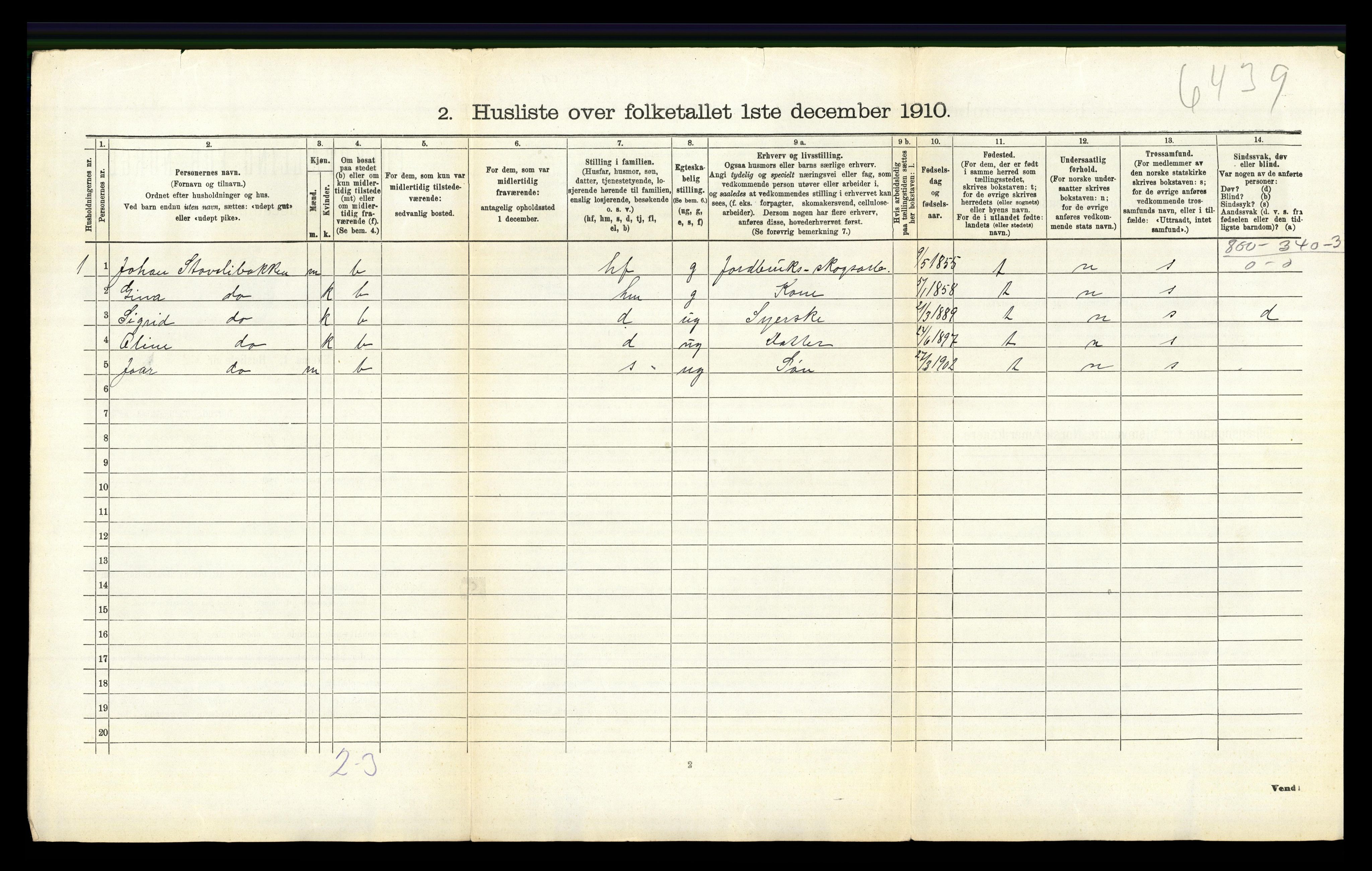 RA, 1910 census for Øyer, 1910, p. 958