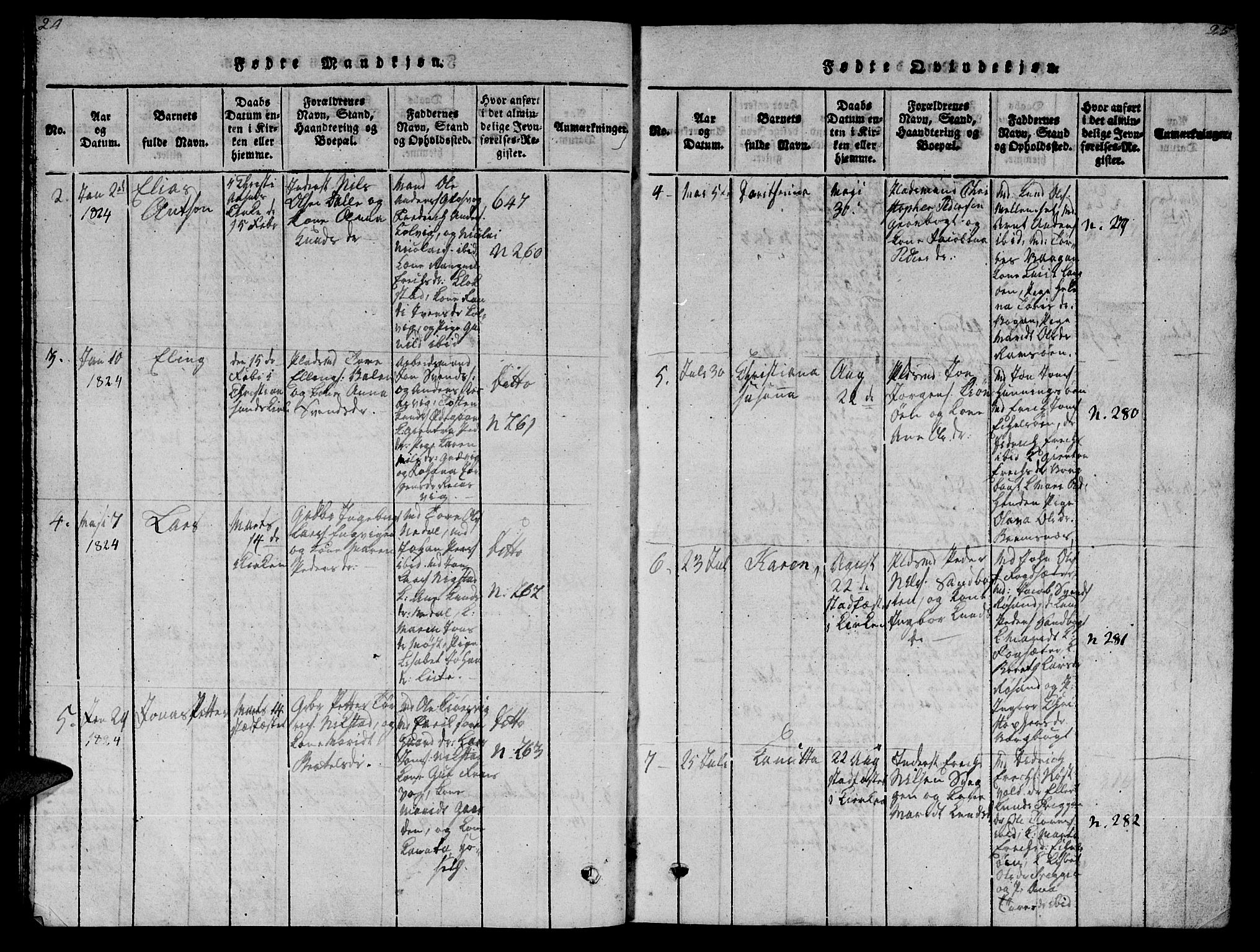 Ministerialprotokoller, klokkerbøker og fødselsregistre - Møre og Romsdal, AV/SAT-A-1454/569/L0818: Parish register (official) no. 569A04, 1820-1828, p. 24-25