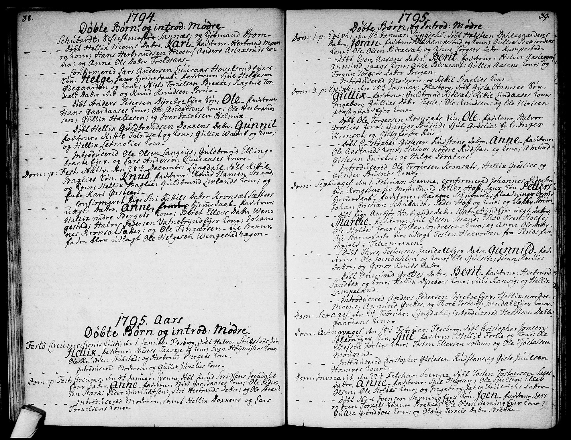Flesberg kirkebøker, AV/SAKO-A-18/F/Fa/L0004: Parish register (official) no. I 4, 1788-1815, p. 38-39