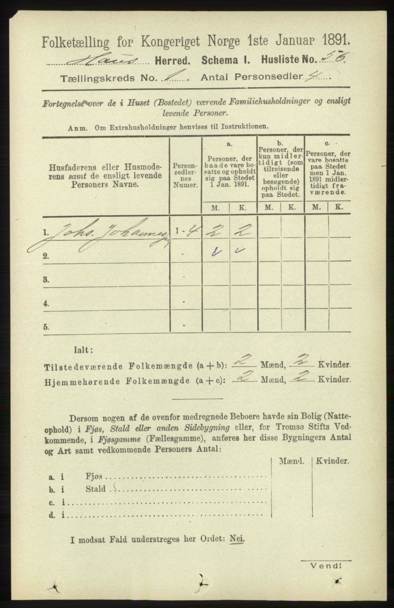 RA, 1891 census for 1250 Haus, 1891, p. 89