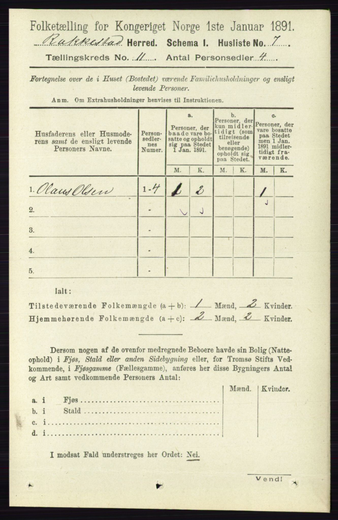 RA, 1891 census for 0128 Rakkestad, 1891, p. 5085