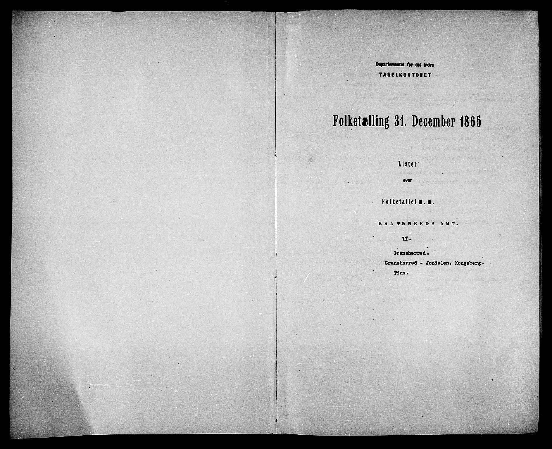 RA, 1865 census for Gransherad, 1865, p. 3