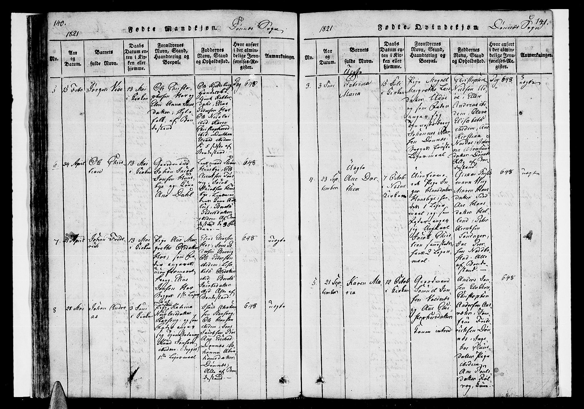 Ministerialprotokoller, klokkerbøker og fødselsregistre - Nordland, AV/SAT-A-1459/838/L0547: Parish register (official) no. 838A05 /2, 1820-1828, p. 140-141