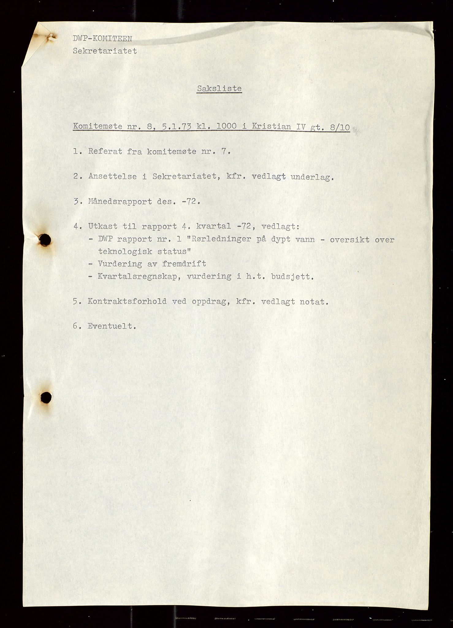 Industridepartementet, Oljekontoret, AV/SAST-A-101348/Di/L0004: DWP, møter, komite`møter, 761 forskning/teknologi, 1972-1975, p. 258