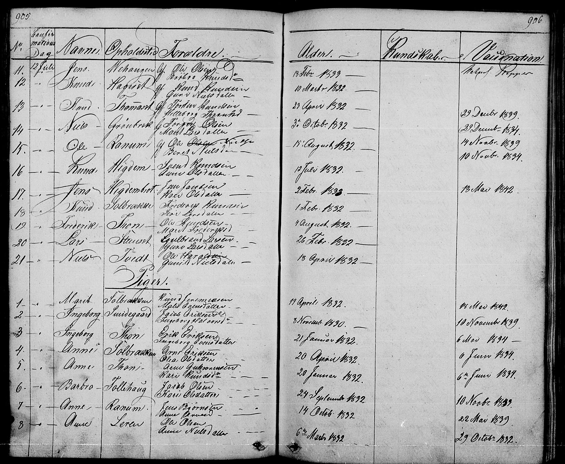 Nord-Aurdal prestekontor, SAH/PREST-132/H/Ha/Hab/L0001: Parish register (copy) no. 1, 1834-1887, p. 905-906