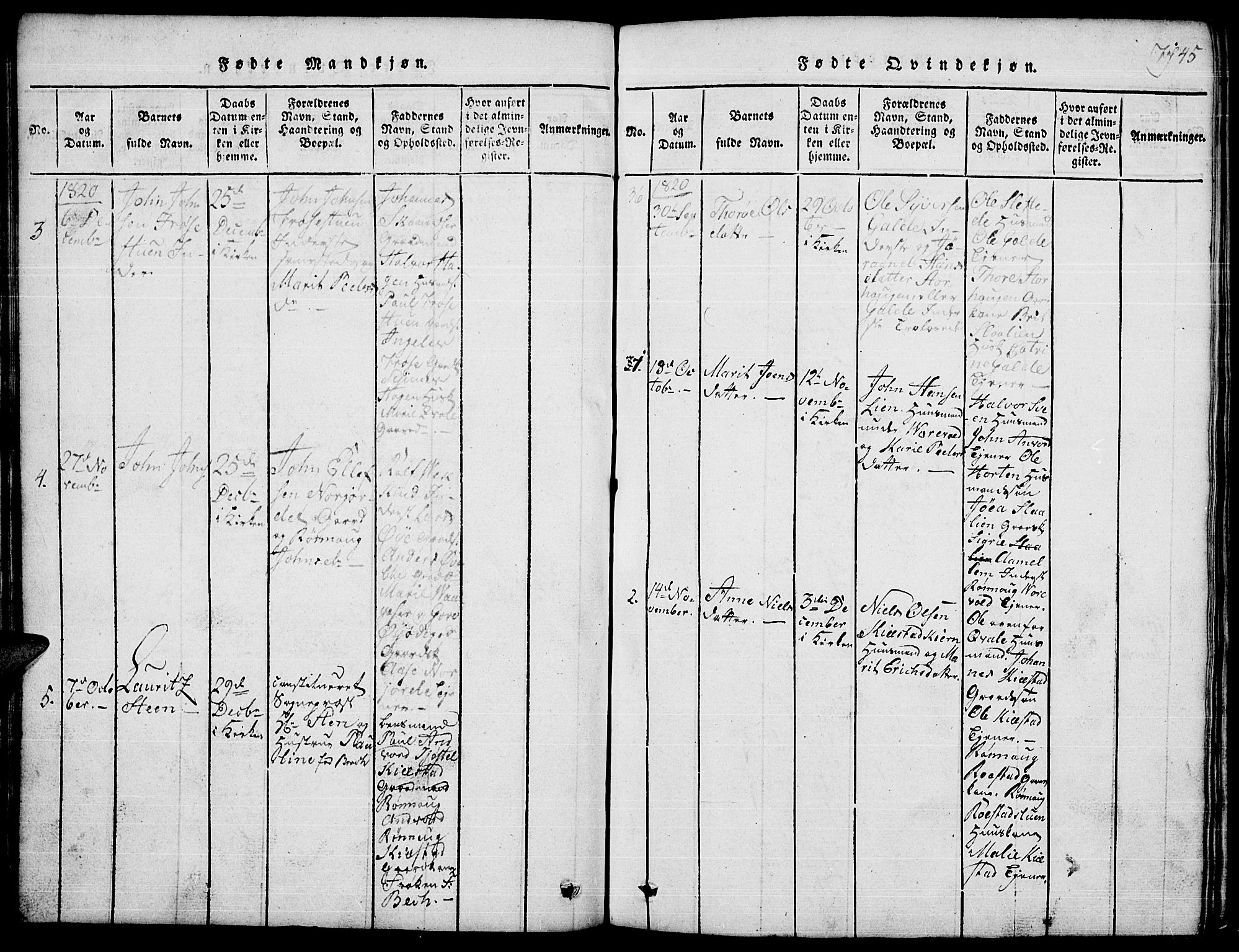 Lom prestekontor, SAH/PREST-070/L/L0001: Parish register (copy) no. 1, 1815-1836, p. 45