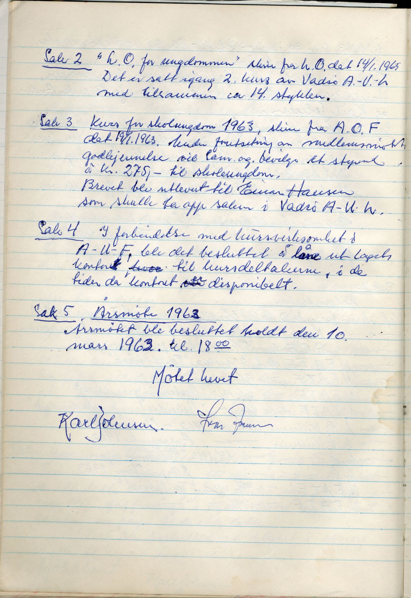 Vadsø Faglige Samorganisasjon, FMFB/A-1085/A/L0001: Styreprotokoll, 1951-1964, p. 236