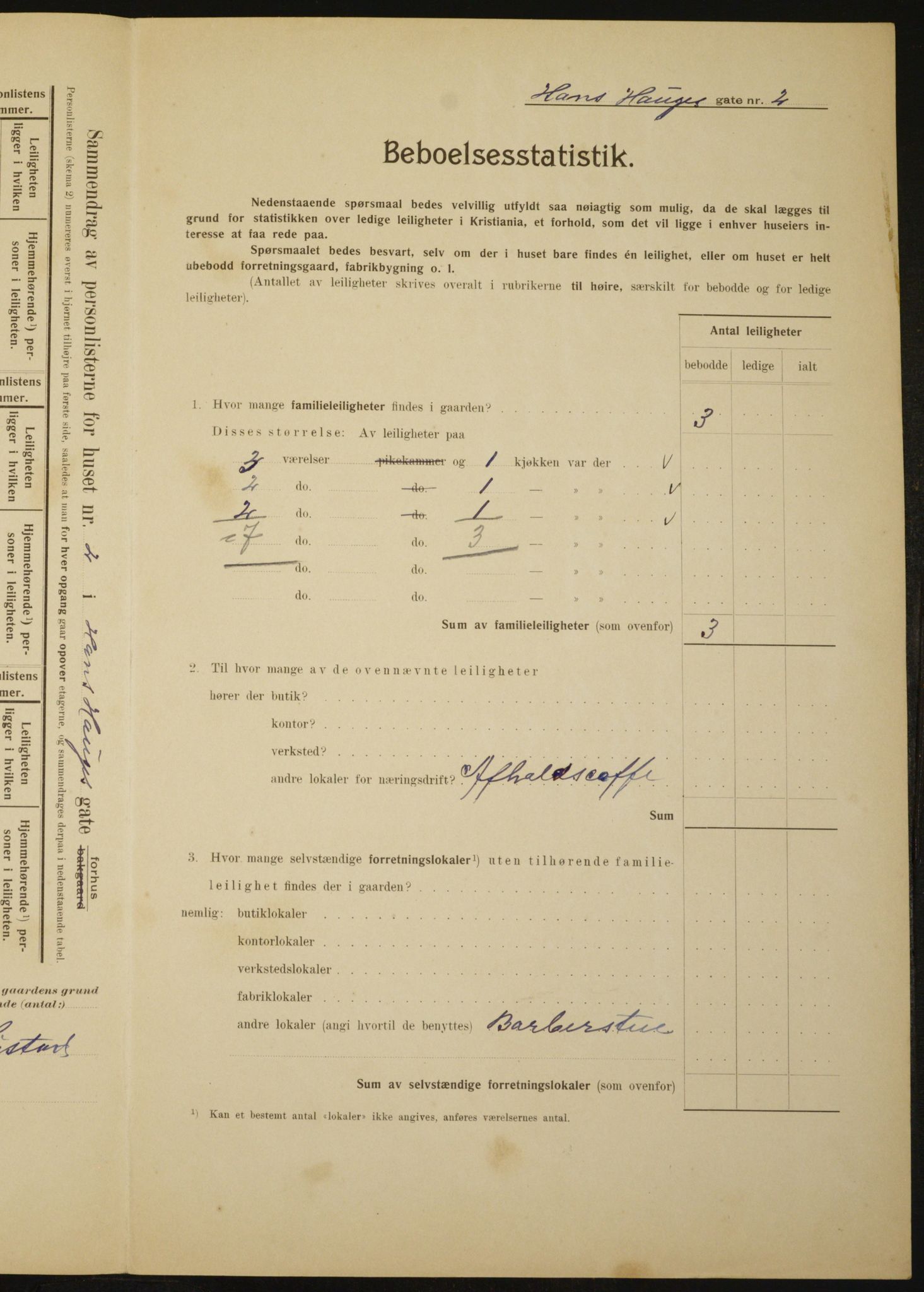 OBA, Municipal Census 1910 for Kristiania, 1910, p. 32576