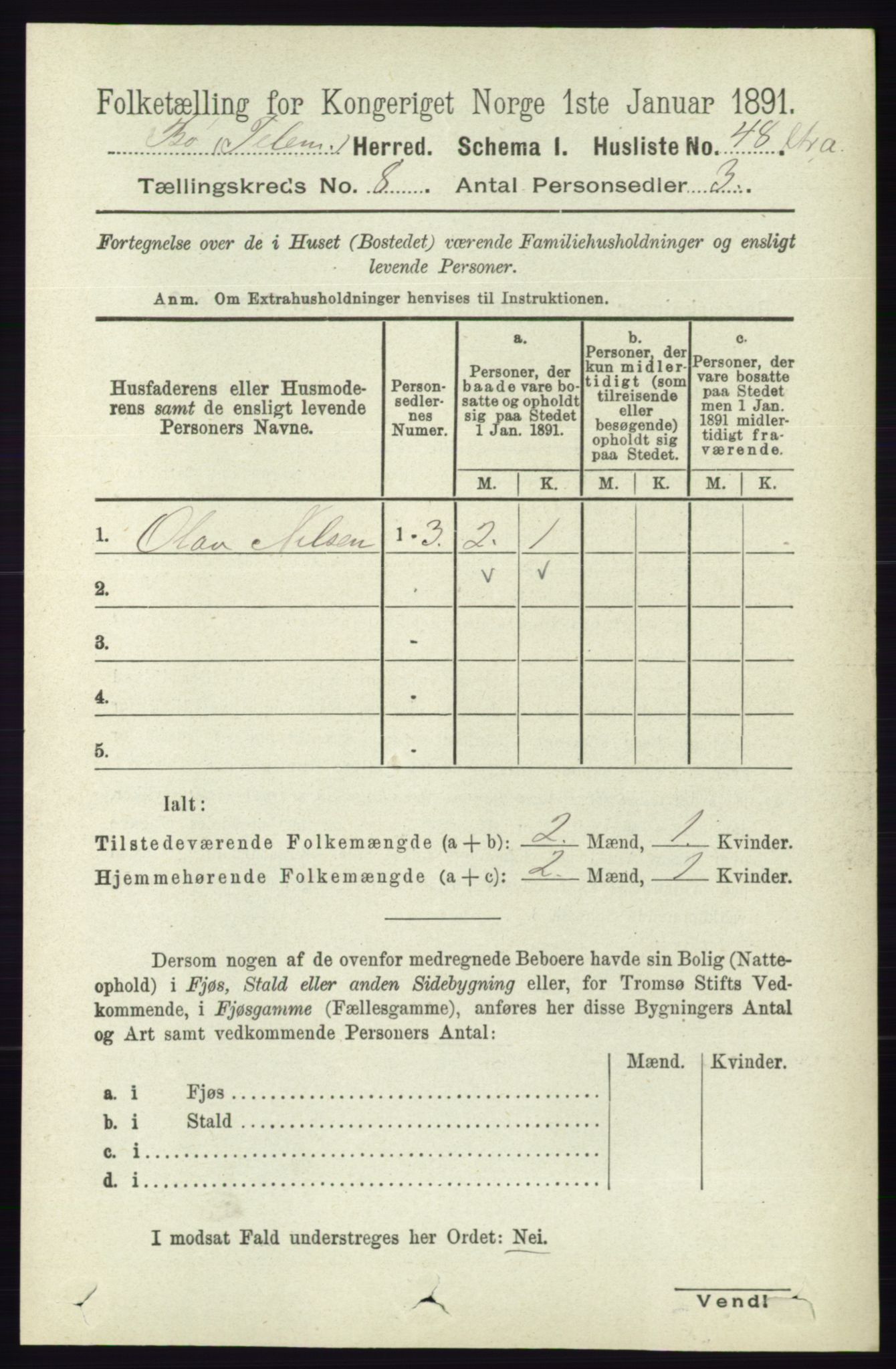 RA, 1891 census for 0821 Bø, 1891, p. 2553