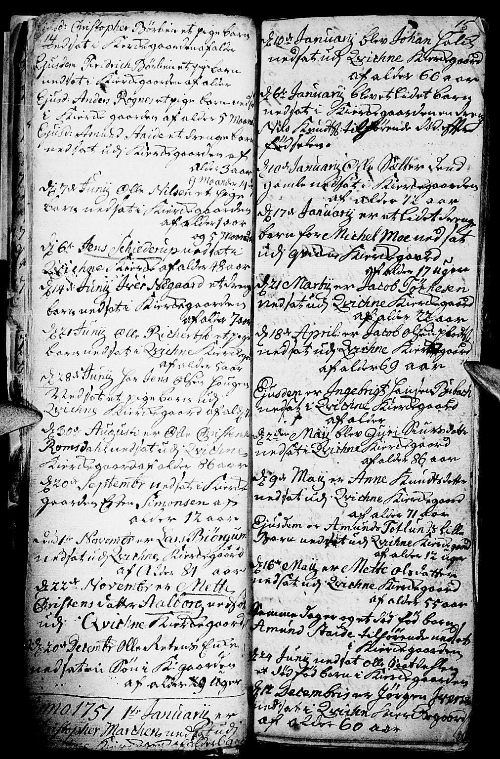 Kvikne prestekontor, SAH/PREST-064/H/Ha/Haa/L0001: Parish register (official) no. 1, 1740-1756, p. 14-15