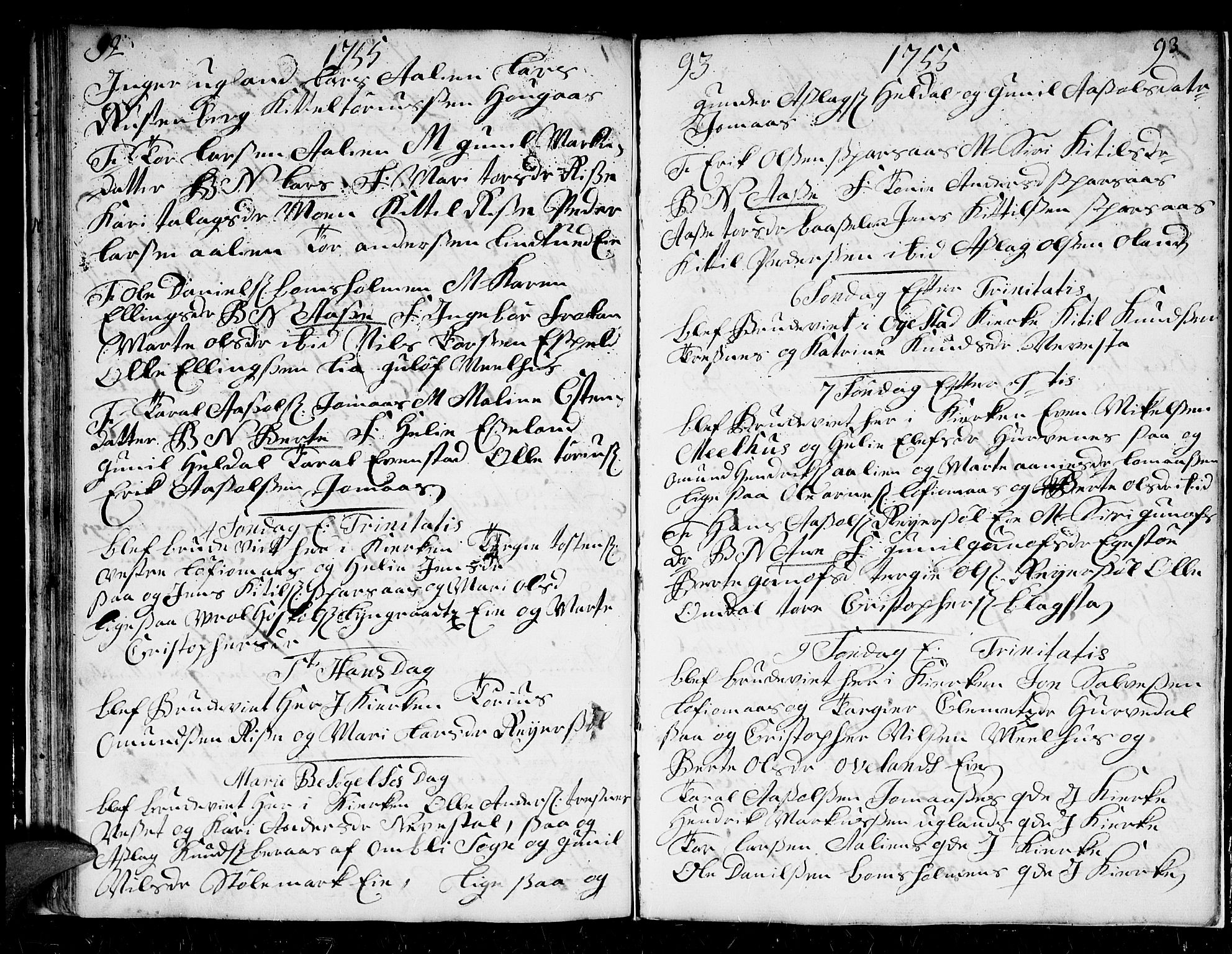 Froland sokneprestkontor, AV/SAK-1111-0013/F/Fb/L0002: Parish register (copy) no. B 2, 1747-1759, p. 92-93