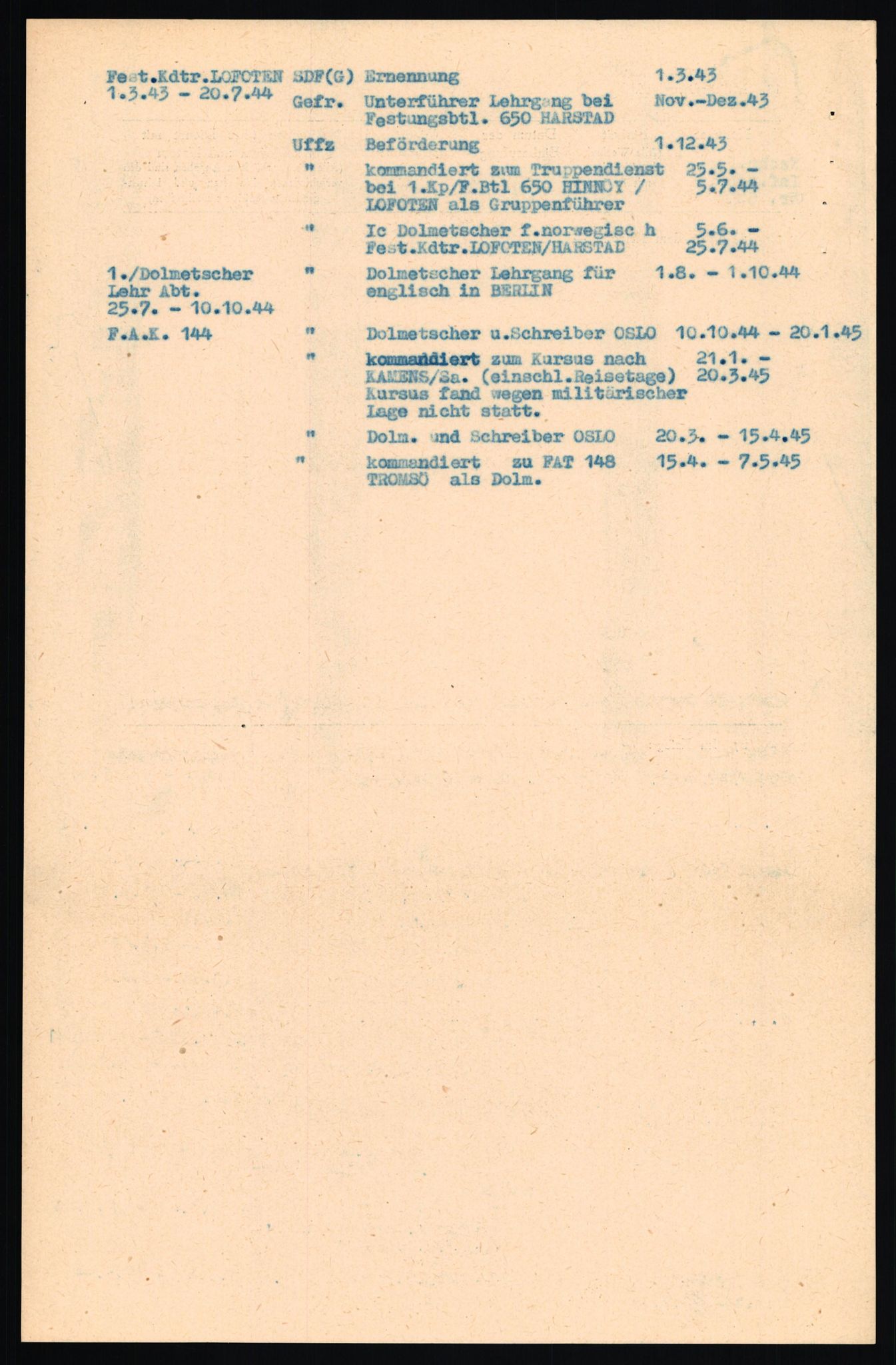 Forsvaret, Forsvarets overkommando II, AV/RA-RAFA-3915/D/Db/L0023: CI Questionaires. Tyske okkupasjonsstyrker i Norge. Tyskere., 1945-1946, p. 317