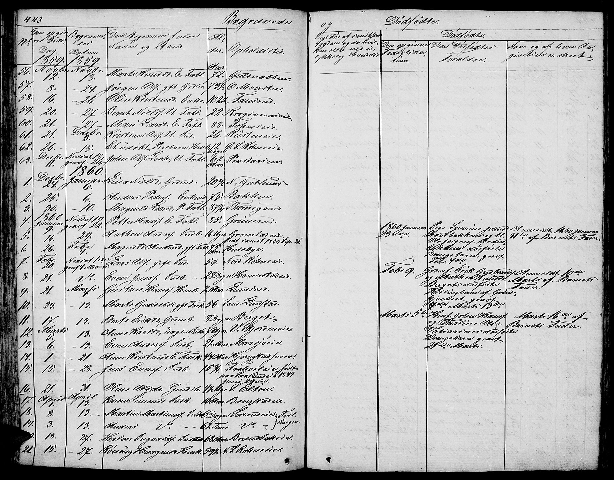 Stange prestekontor, SAH/PREST-002/L/L0003: Parish register (copy) no. 3, 1840-1864, p. 443