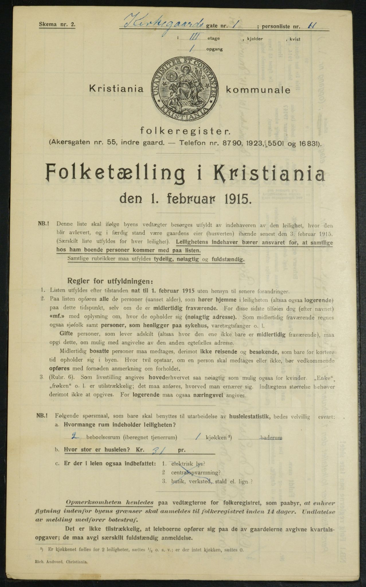 OBA, Municipal Census 1915 for Kristiania, 1915, p. 49560