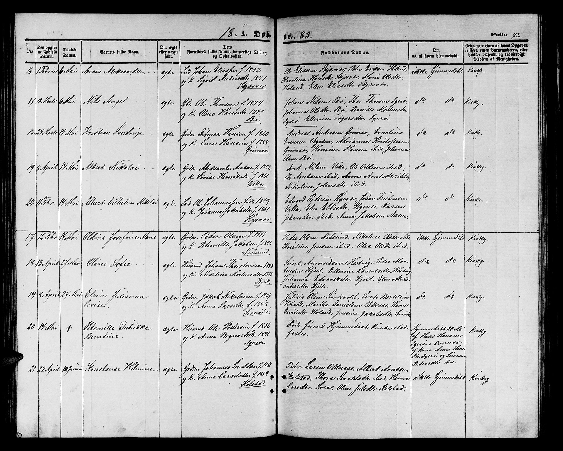 Ministerialprotokoller, klokkerbøker og fødselsregistre - Nordland, AV/SAT-A-1459/816/L0252: Parish register (copy) no. 816C02, 1871-1885, p. 73