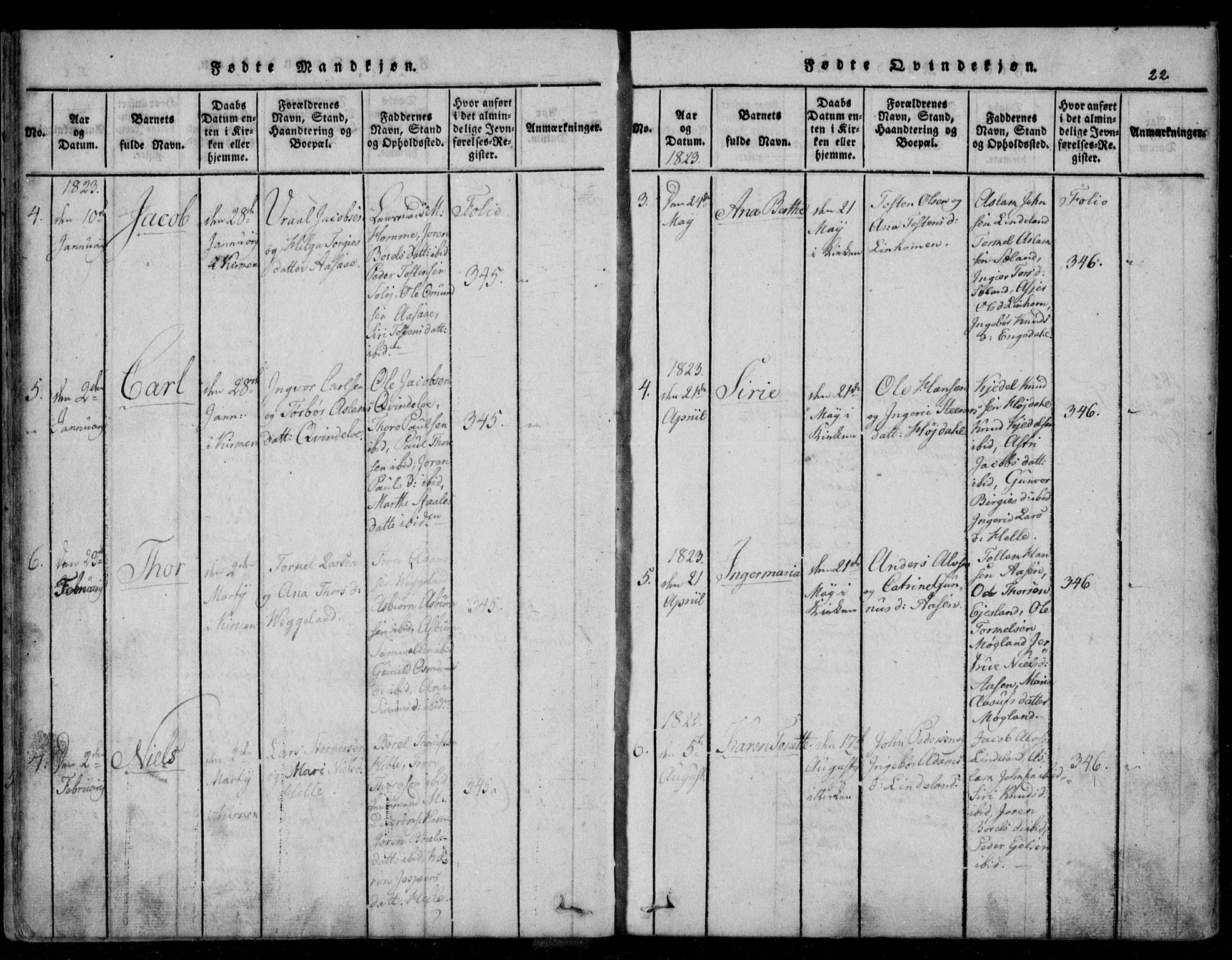 Fjotland sokneprestkontor, AV/SAK-1111-0010/F/Fb/L0001: Parish register (copy) no. B 1, 1816-1849, p. 22