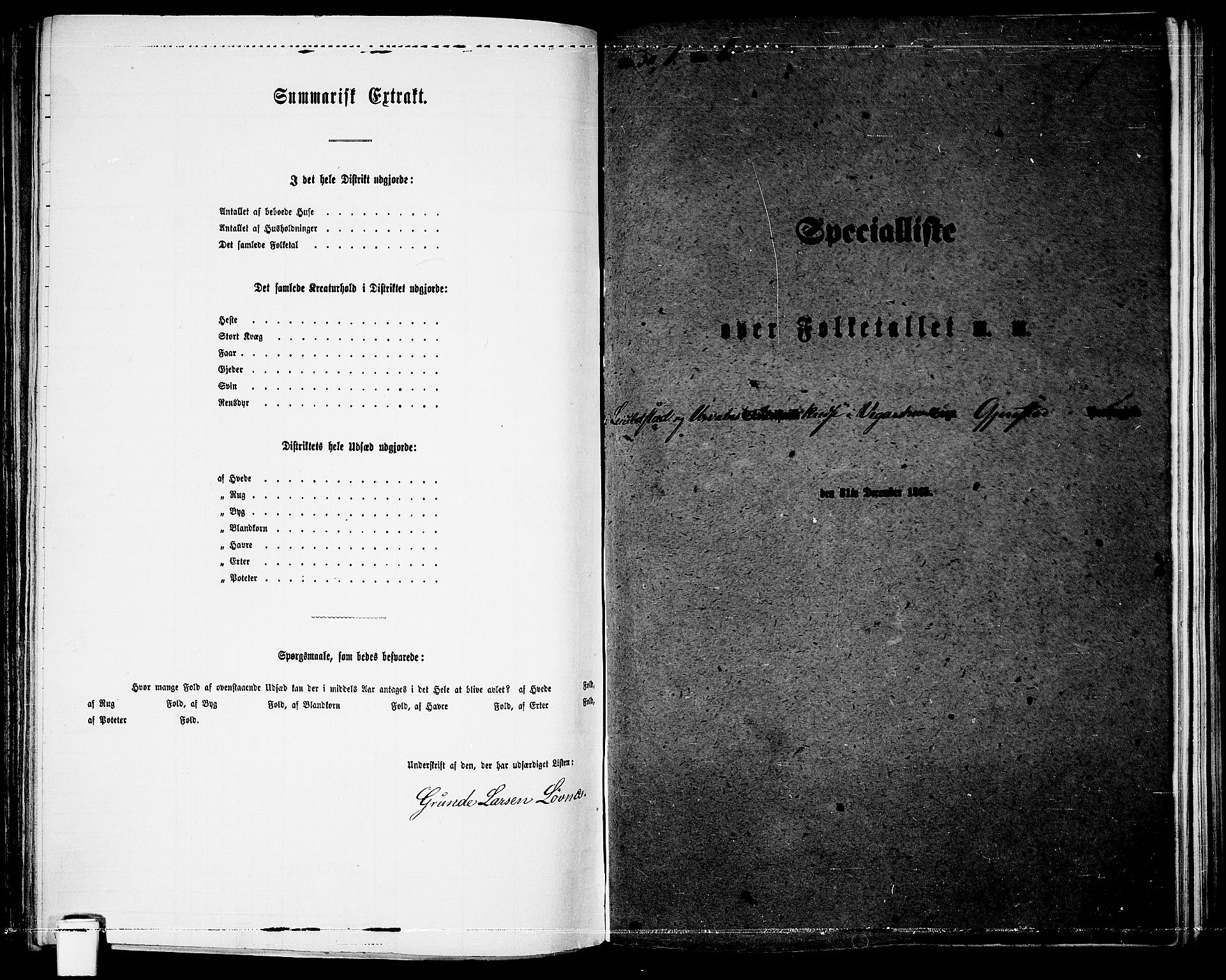 RA, 1865 census for Gjerstad, 1865, p. 142